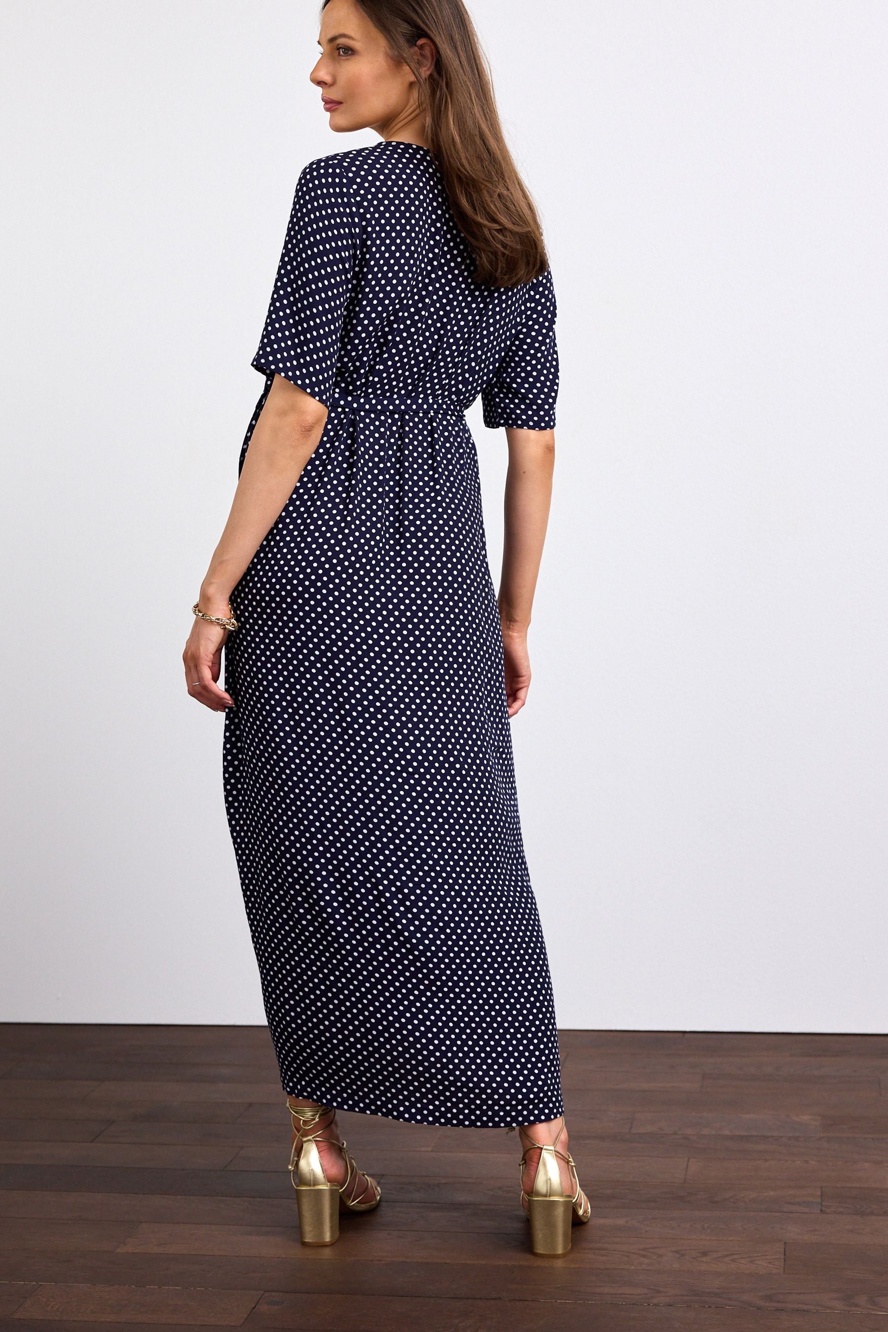 Navy Blue Spot Maternity Nursing Dress