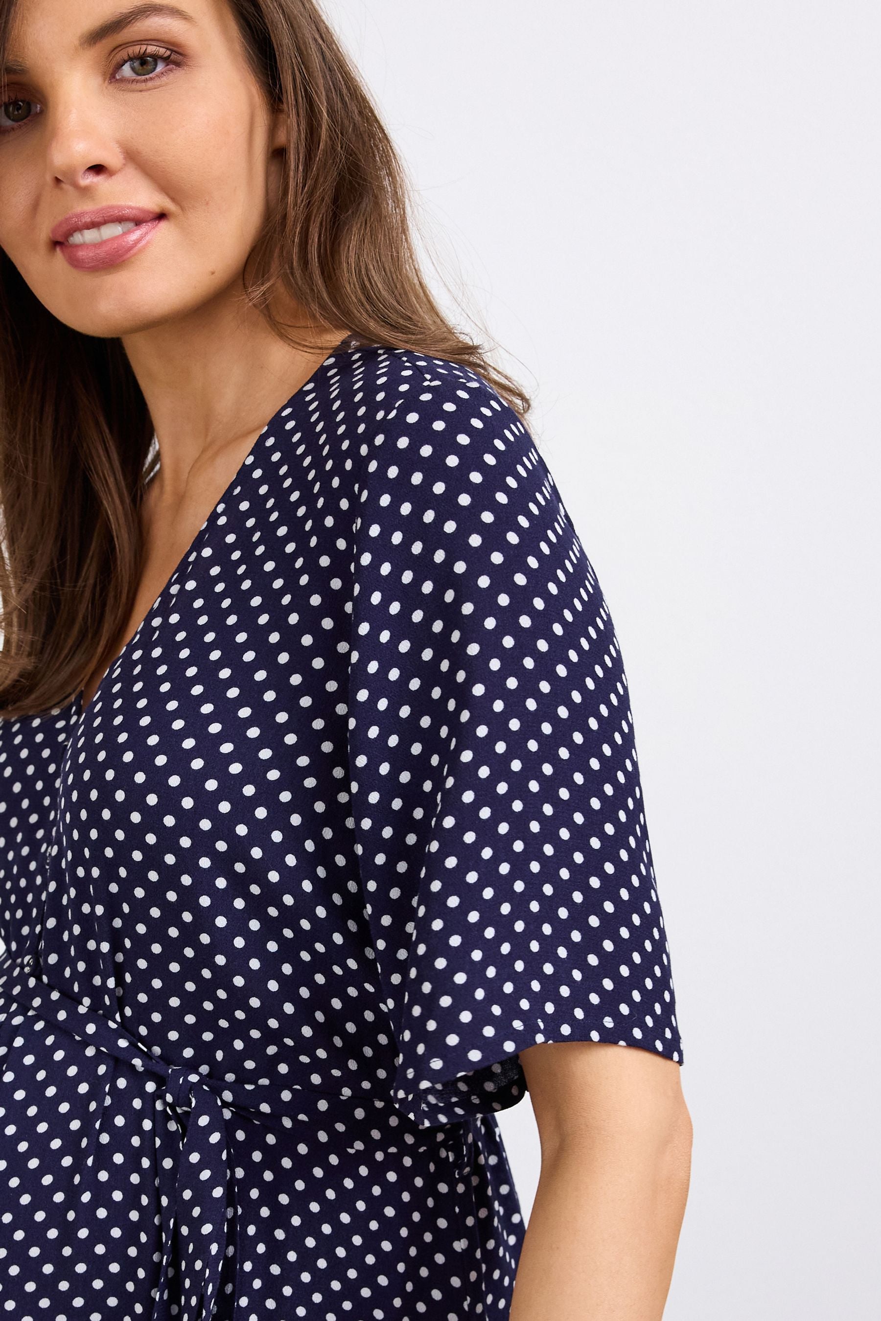 Navy Blue Spot Maternity Nursing Dress