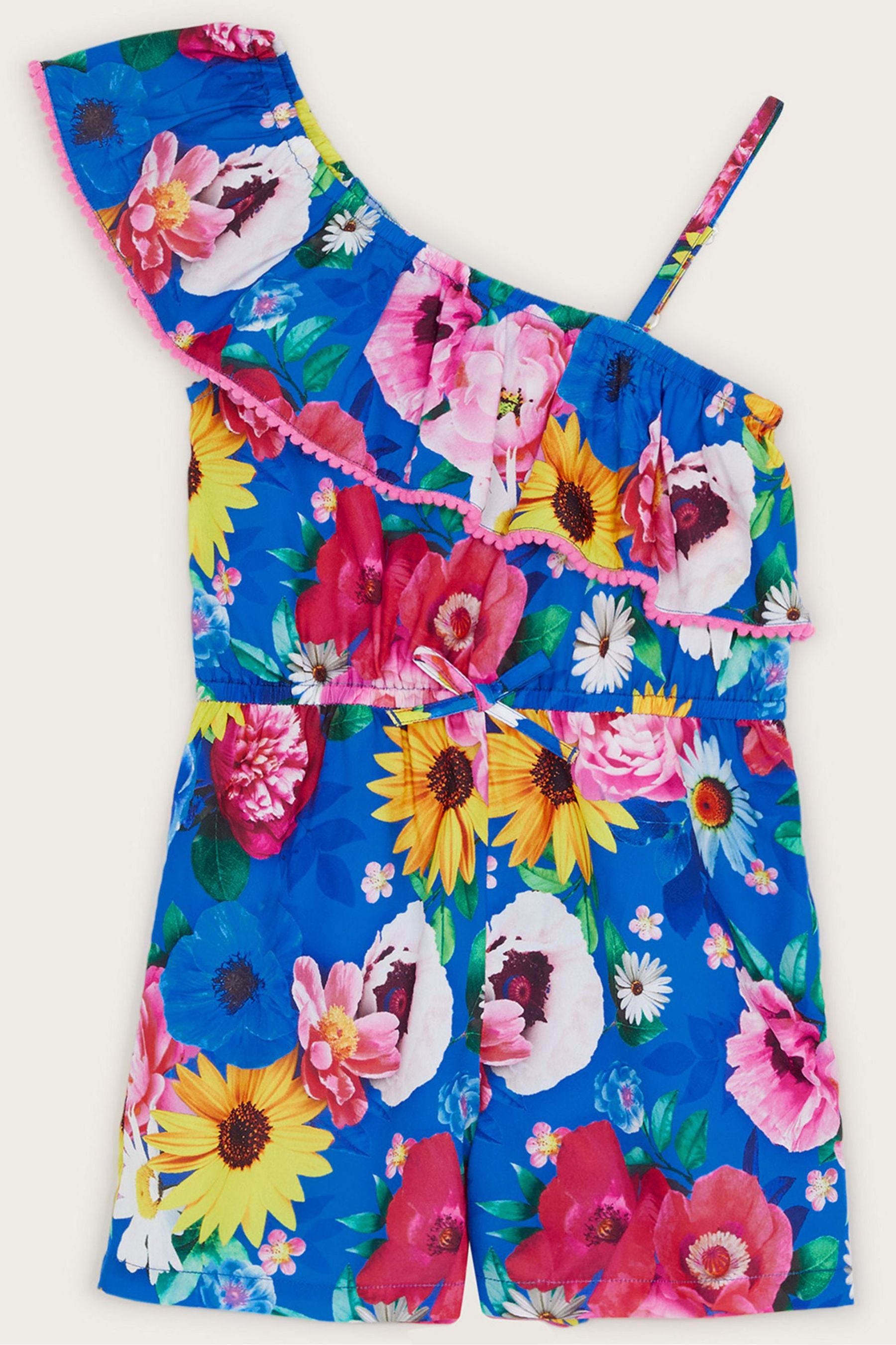 Monsoon Blue Floral Bloom One Shoulder Playsuit