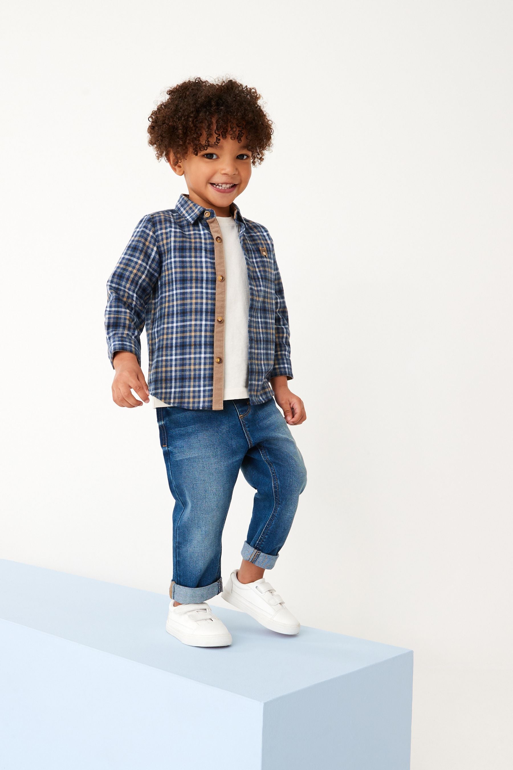 Blue Long Sleeve Check Shirt (3mths-7yrs)