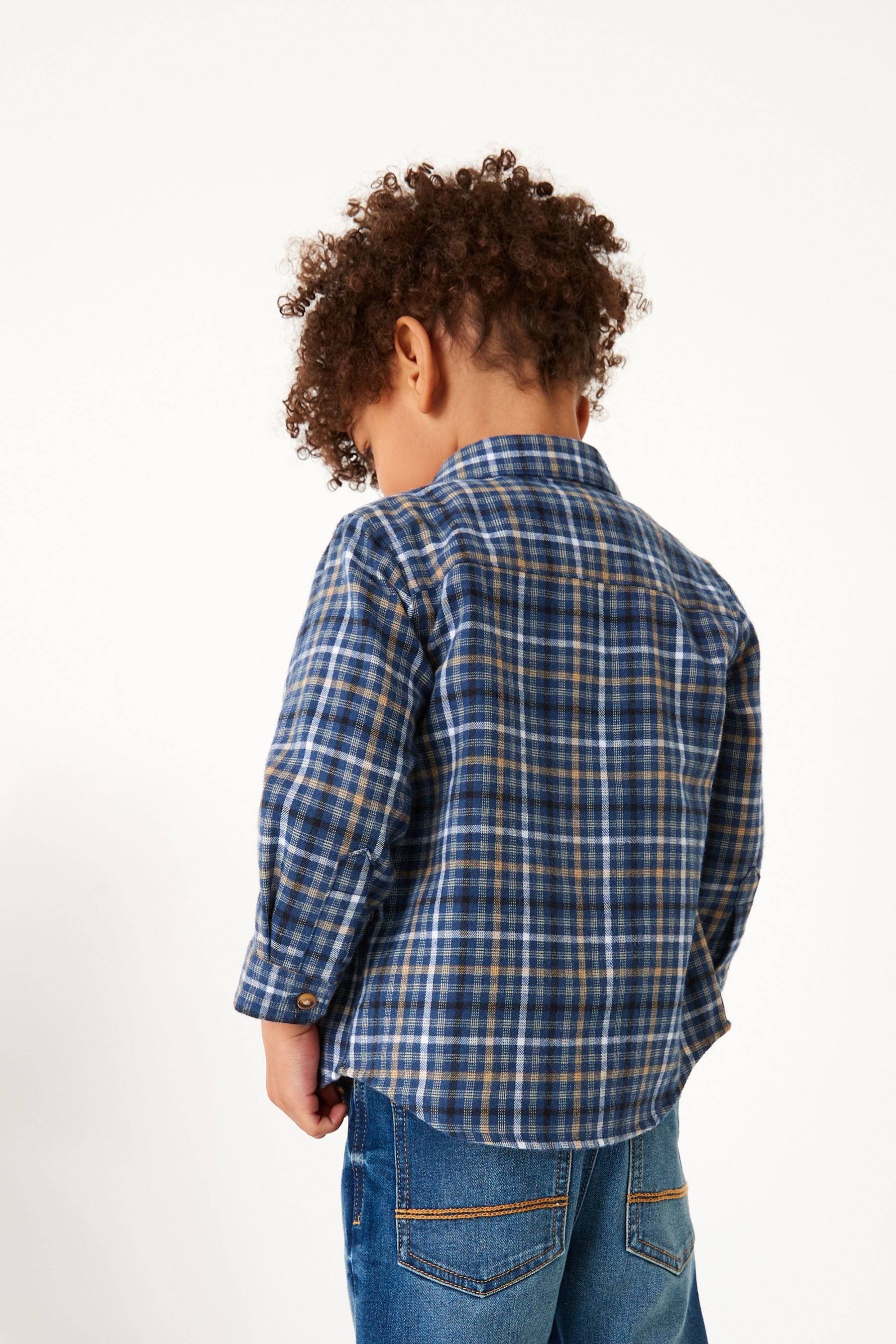 Blue Long Sleeve Check Shirt (3mths-7yrs)