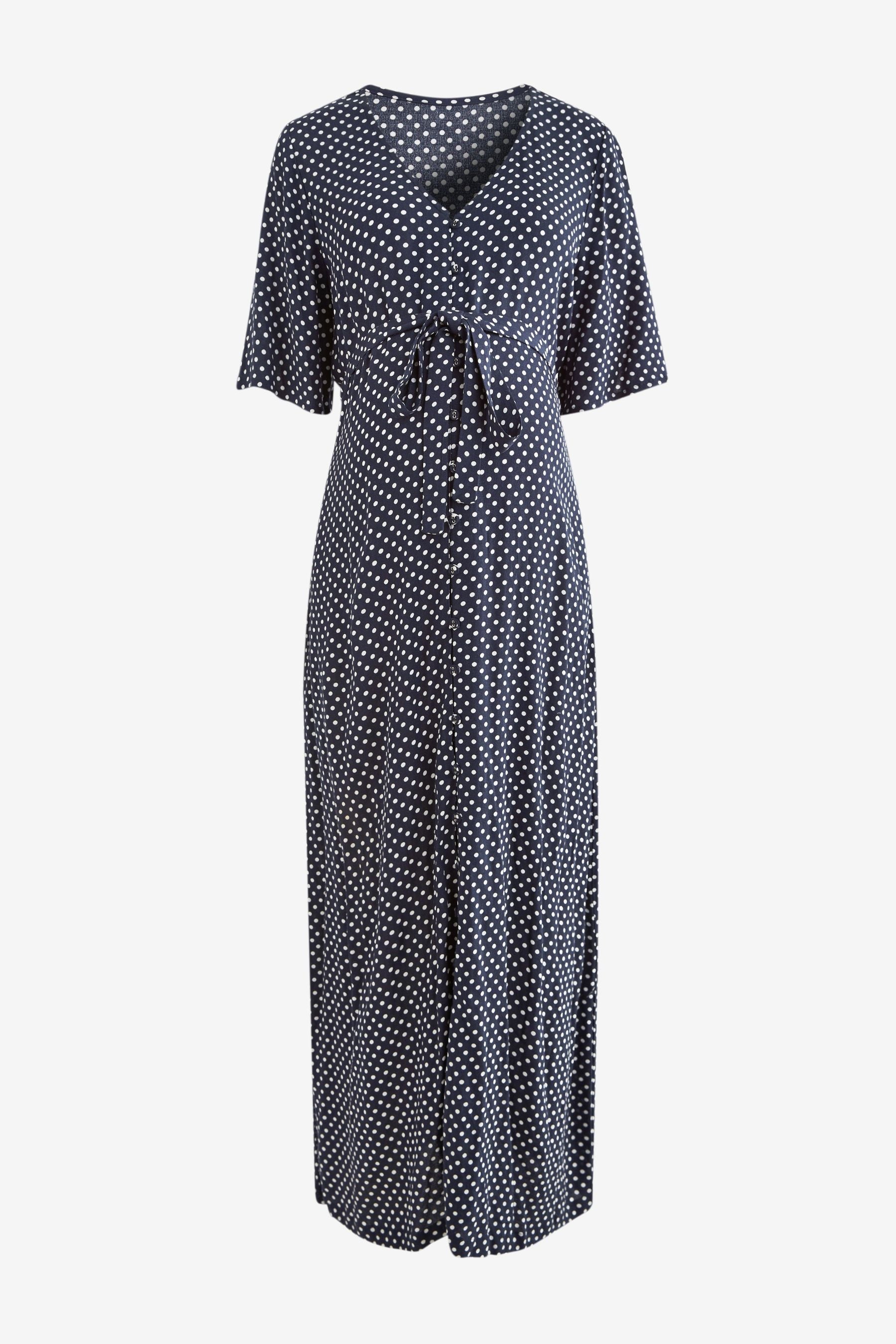 Navy Blue Spot Maternity Nursing Dress