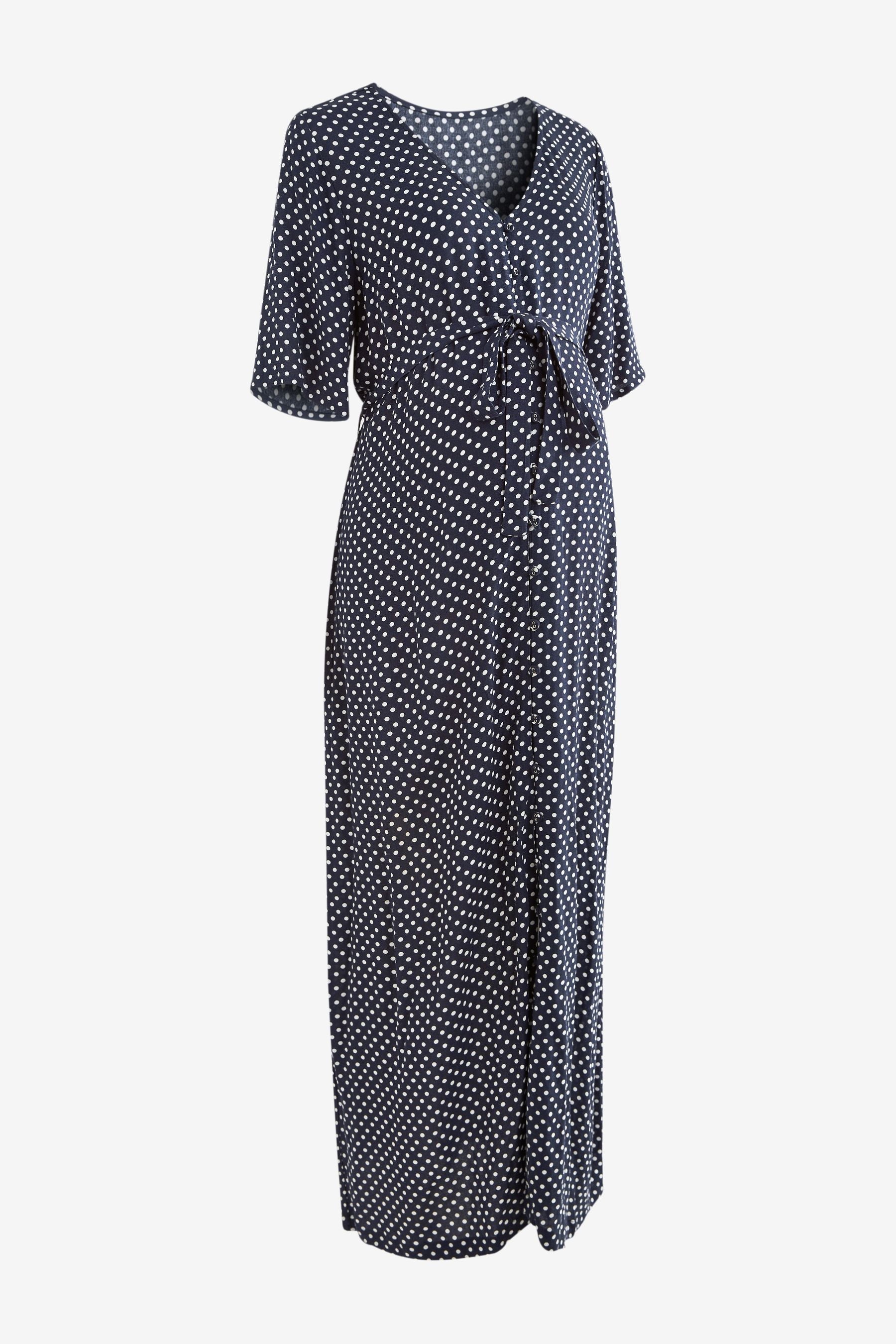 Navy Blue Spot Maternity Nursing Dress