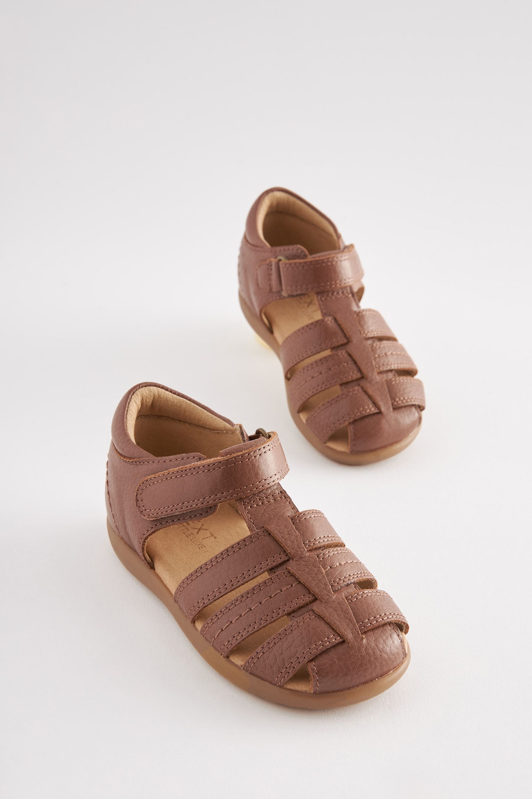 Tan Brown Little Luxe Leather Fisherman Sandals