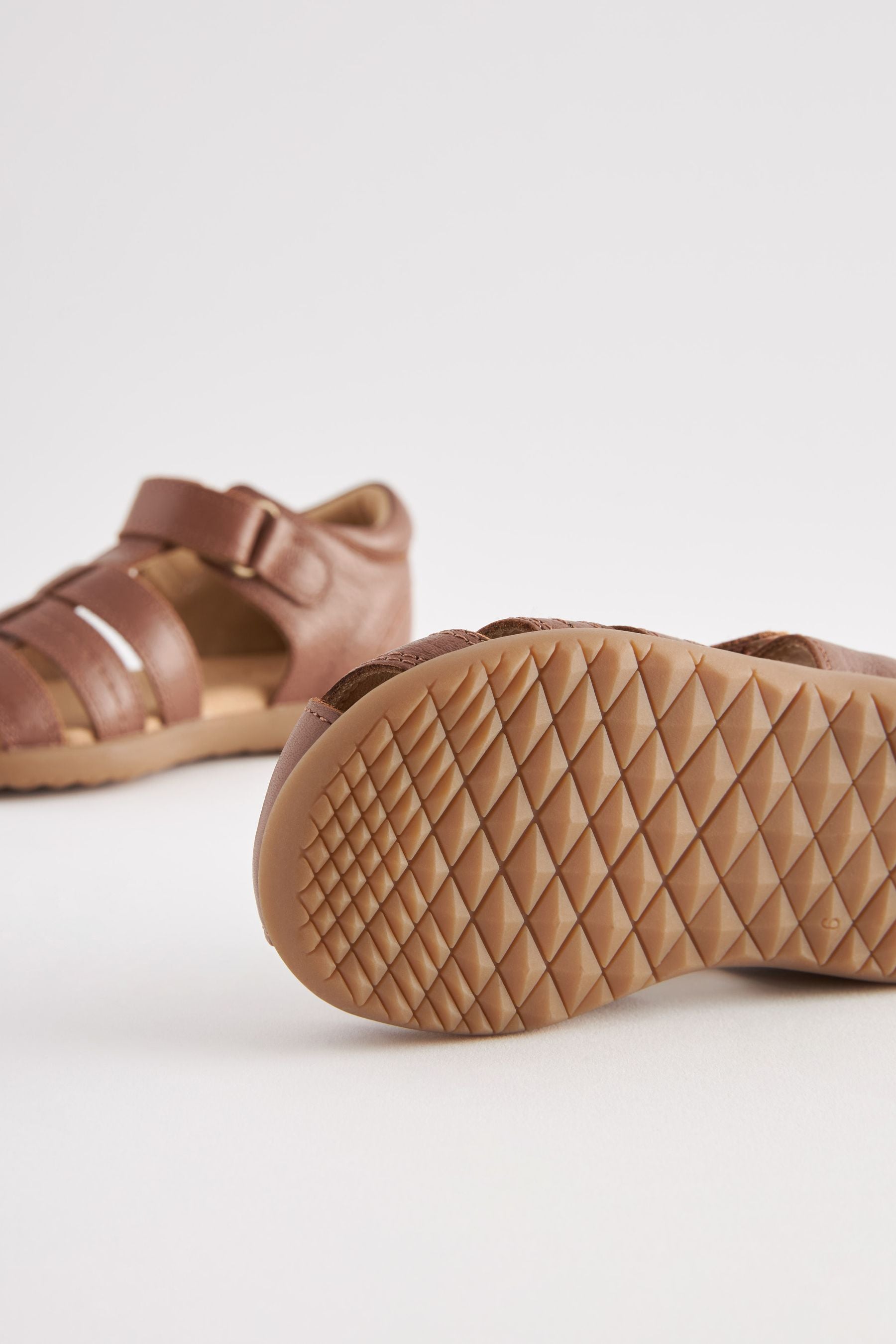 Tan Brown Little Luxe Leather Fisherman Sandals