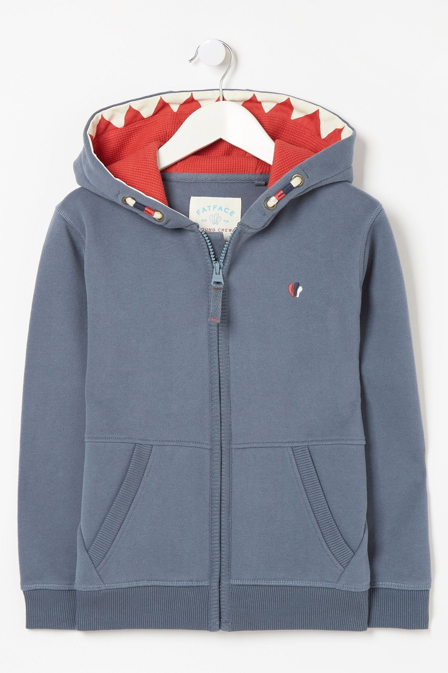 Blue FatFace Shark Tooth Zip Hoodie