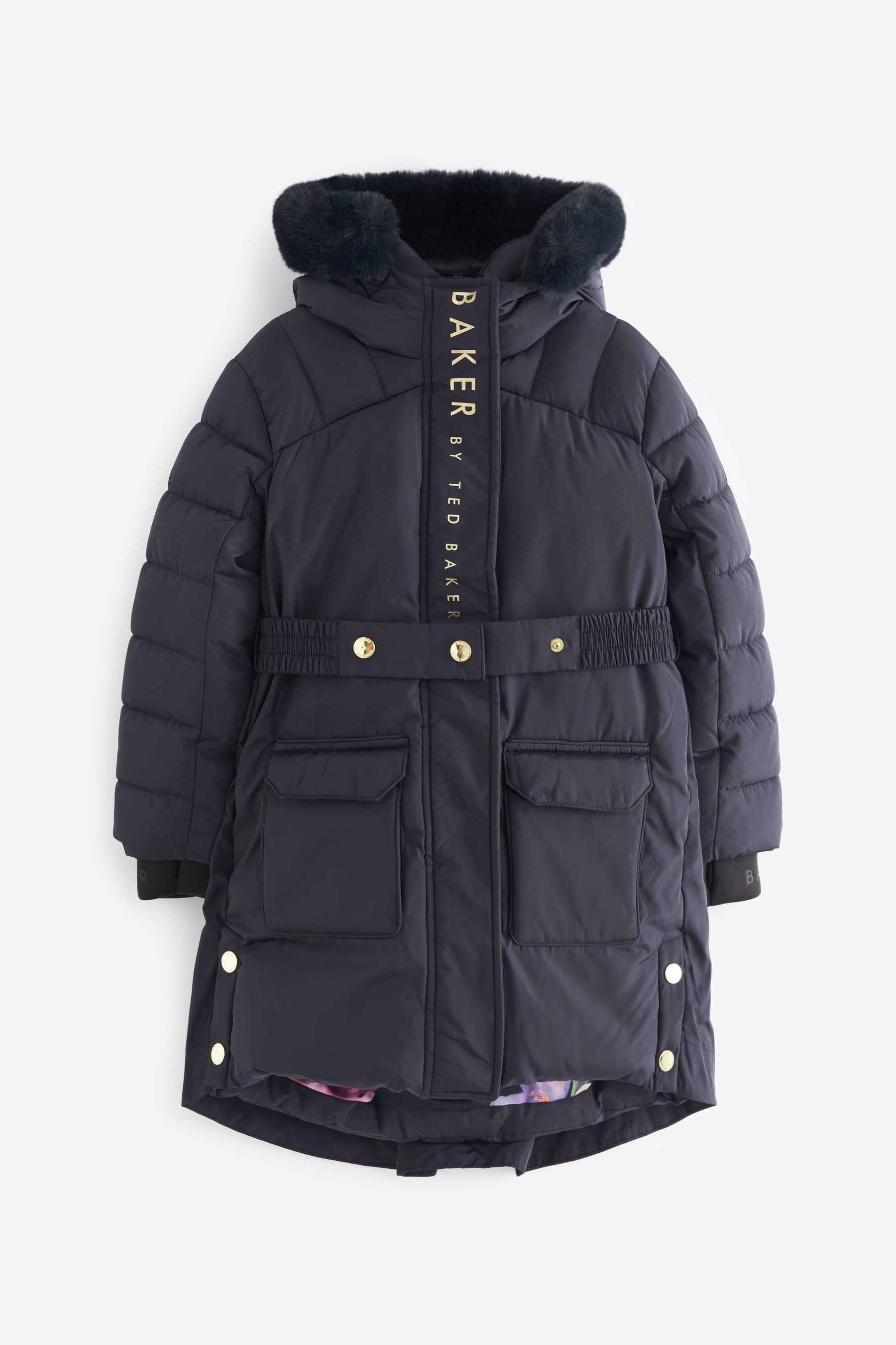 Navy Baker by Ted Baker Shower Resistant Belted Coat