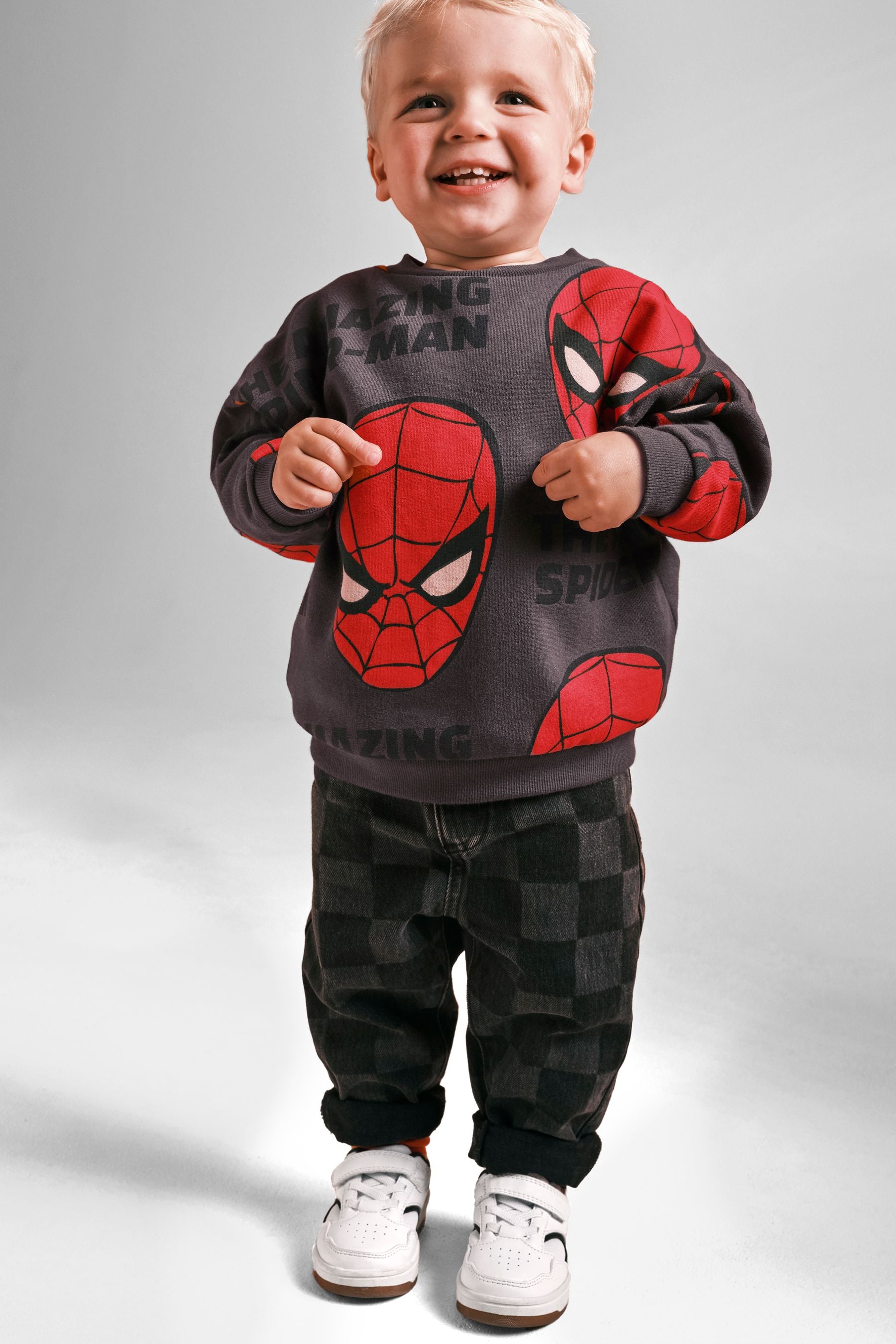 Charcoal Grey Spiderman Long Sleeves Sweatshirt (3mths-8yrs)