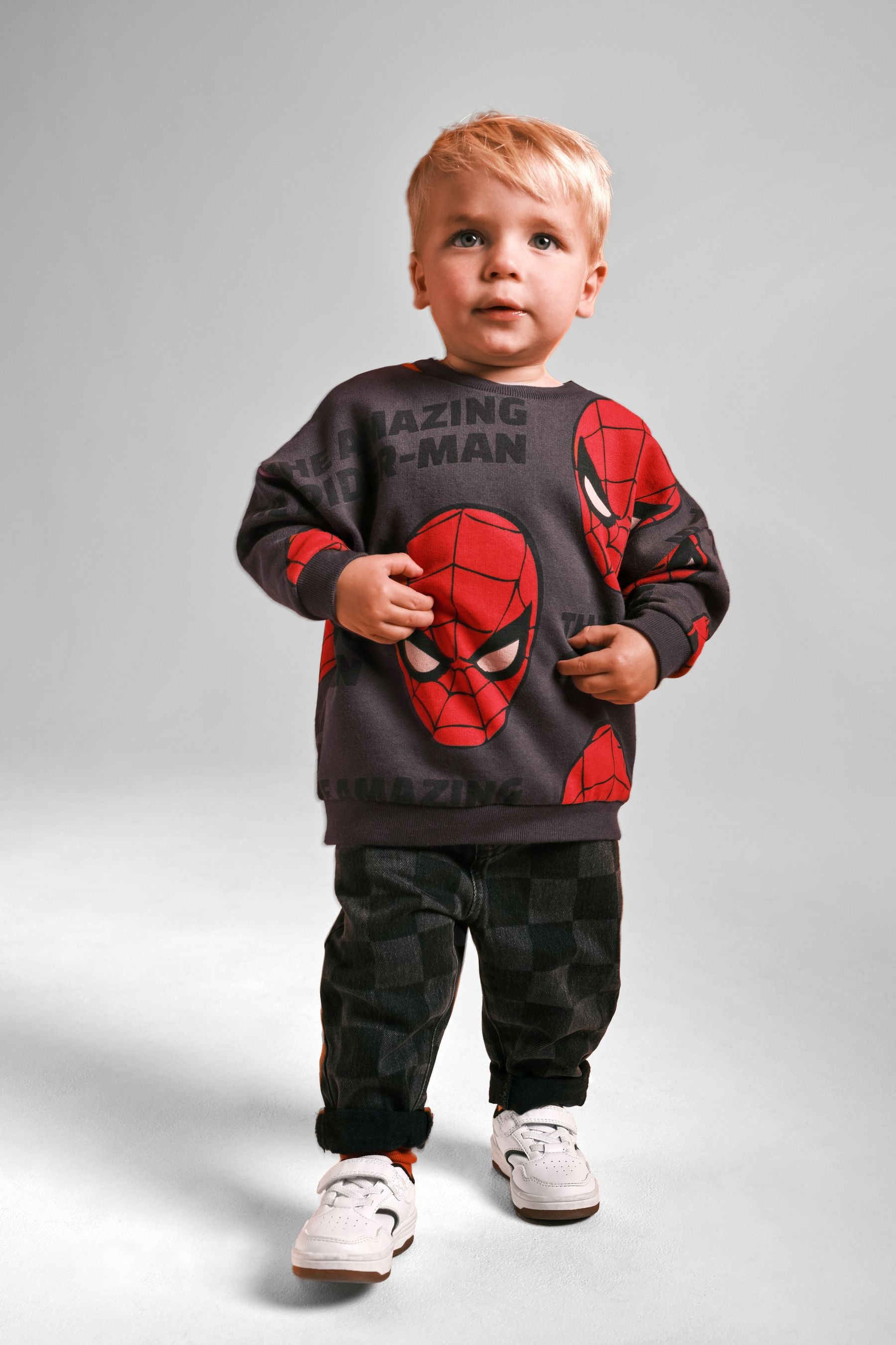 Charcoal Grey Spiderman Long Sleeves Sweatshirt (3mths-8yrs)