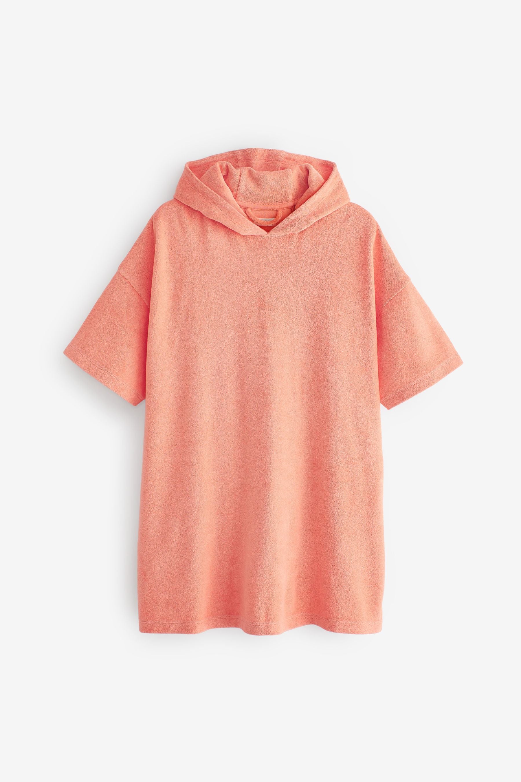 Orange Oversized Hooded Towelling Cover-Up