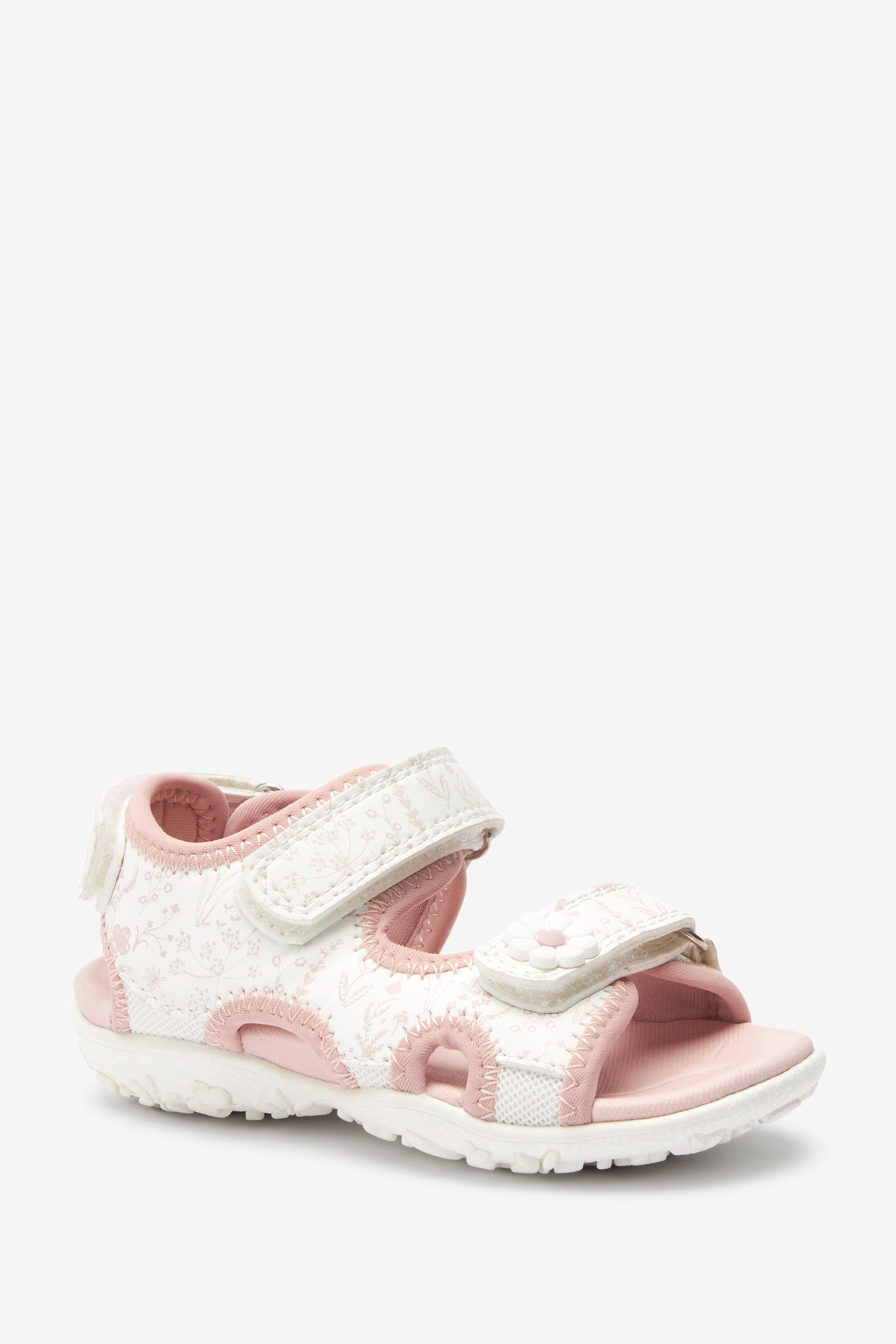 White/Pink Floral Trekker Sandals