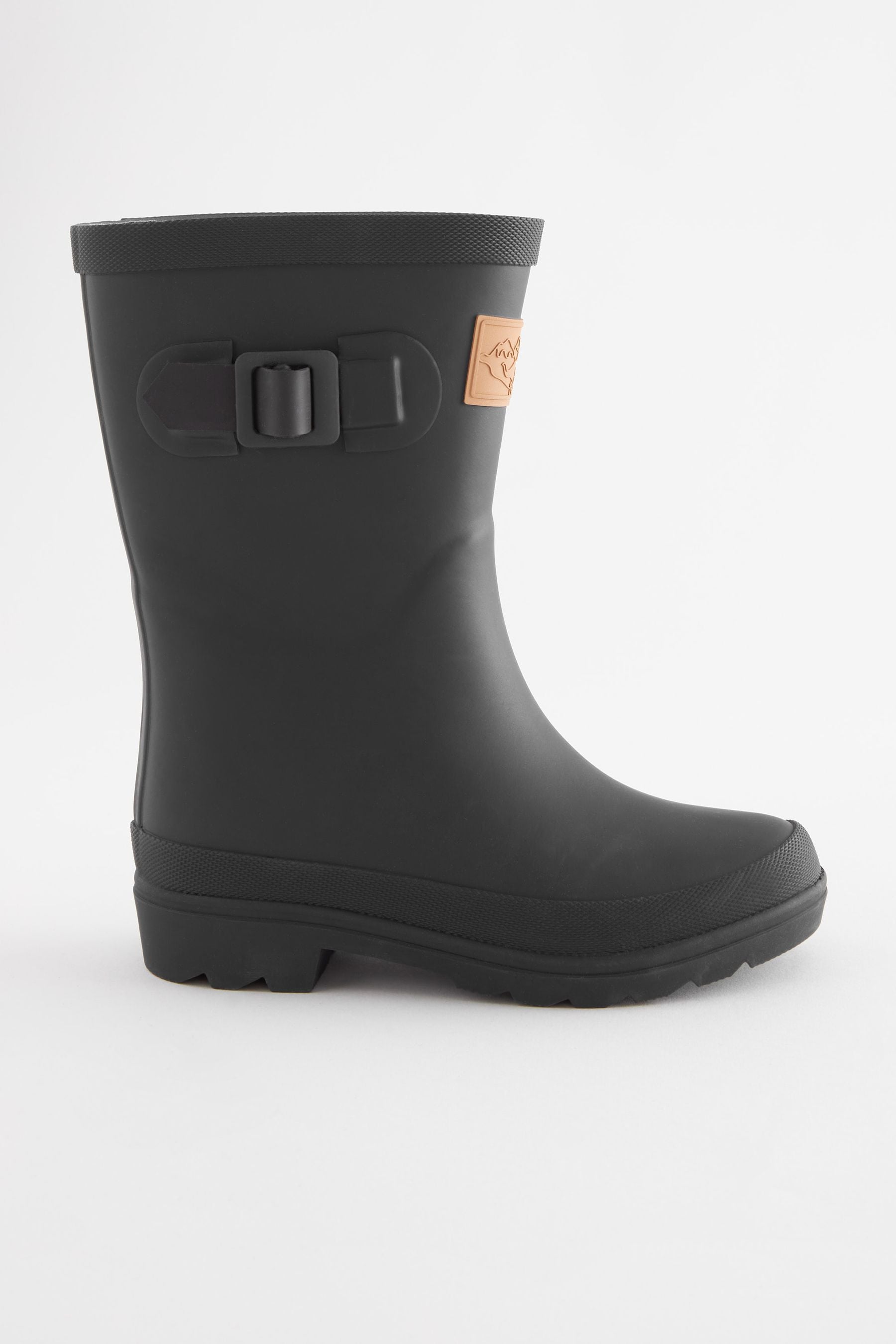 Black Check Lined Buckle Wellies