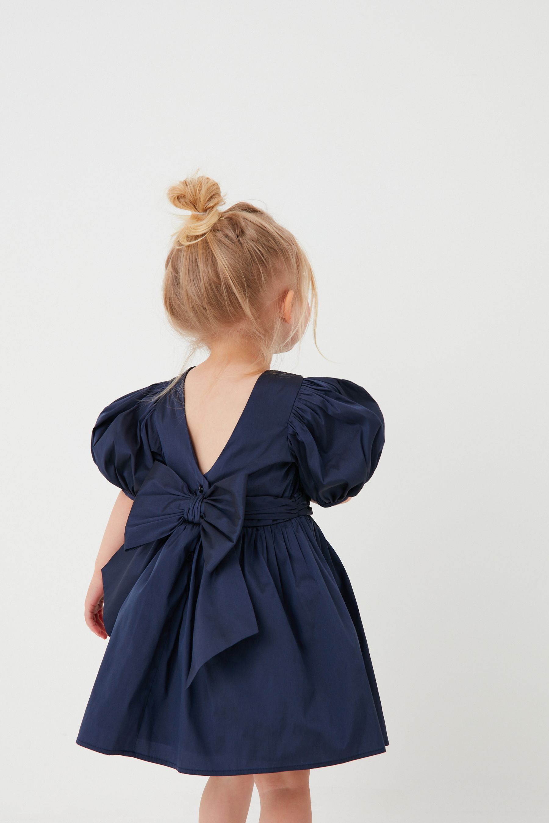 Navy Blue Taffeta Bridesmaid Dress (3mths-10yrs)