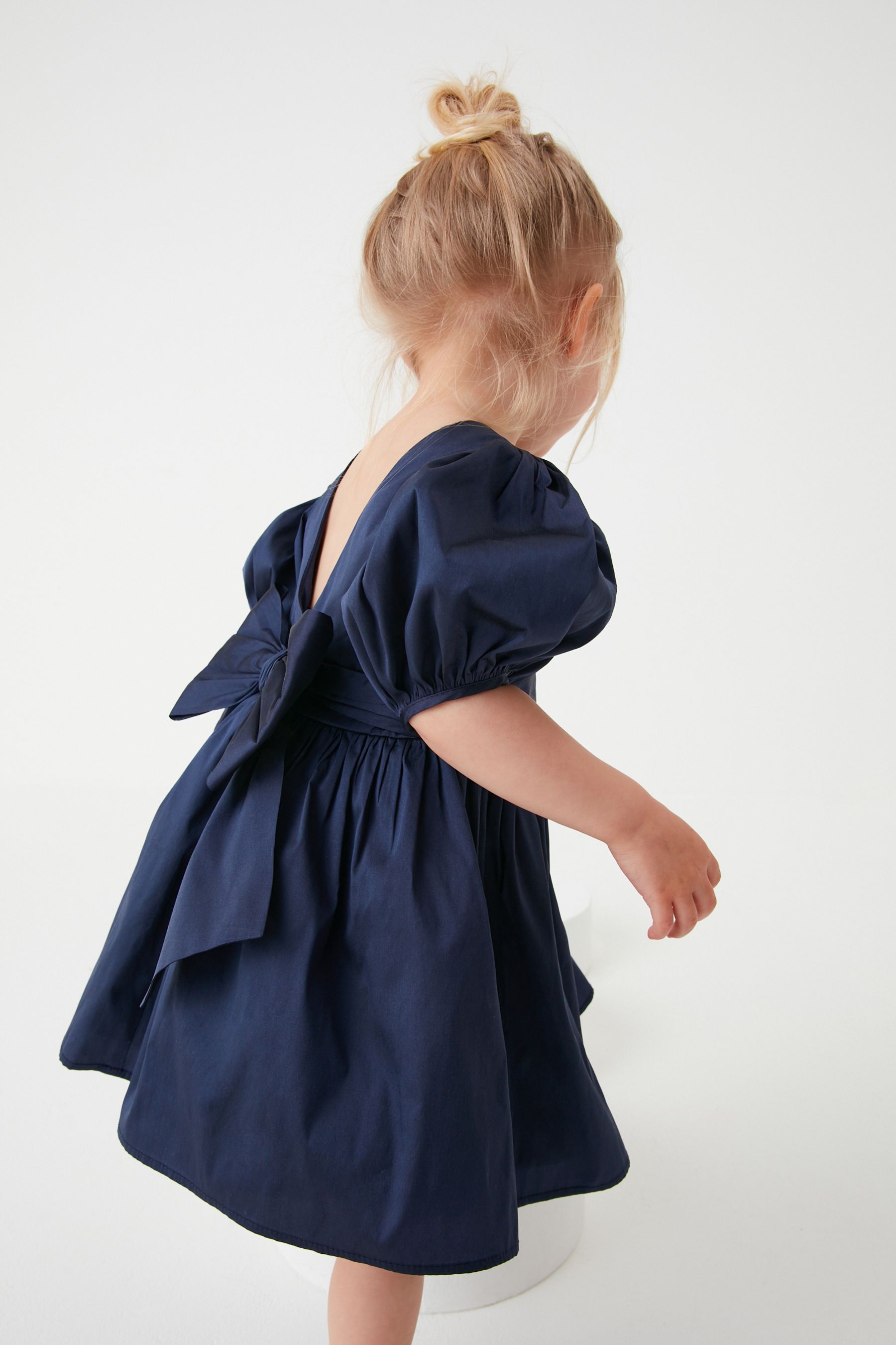 Navy Blue Taffeta Bridesmaid Dress (3mths-10yrs)