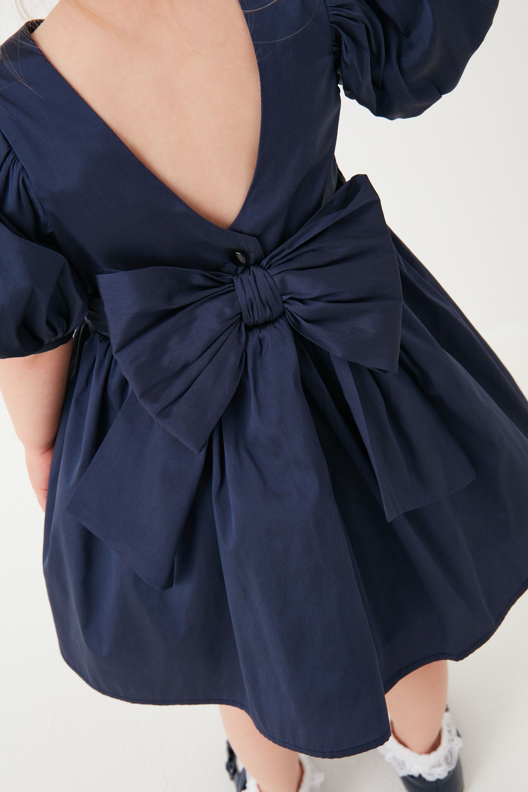 Navy Blue Taffeta Bridesmaid Dress (3mths-10yrs)