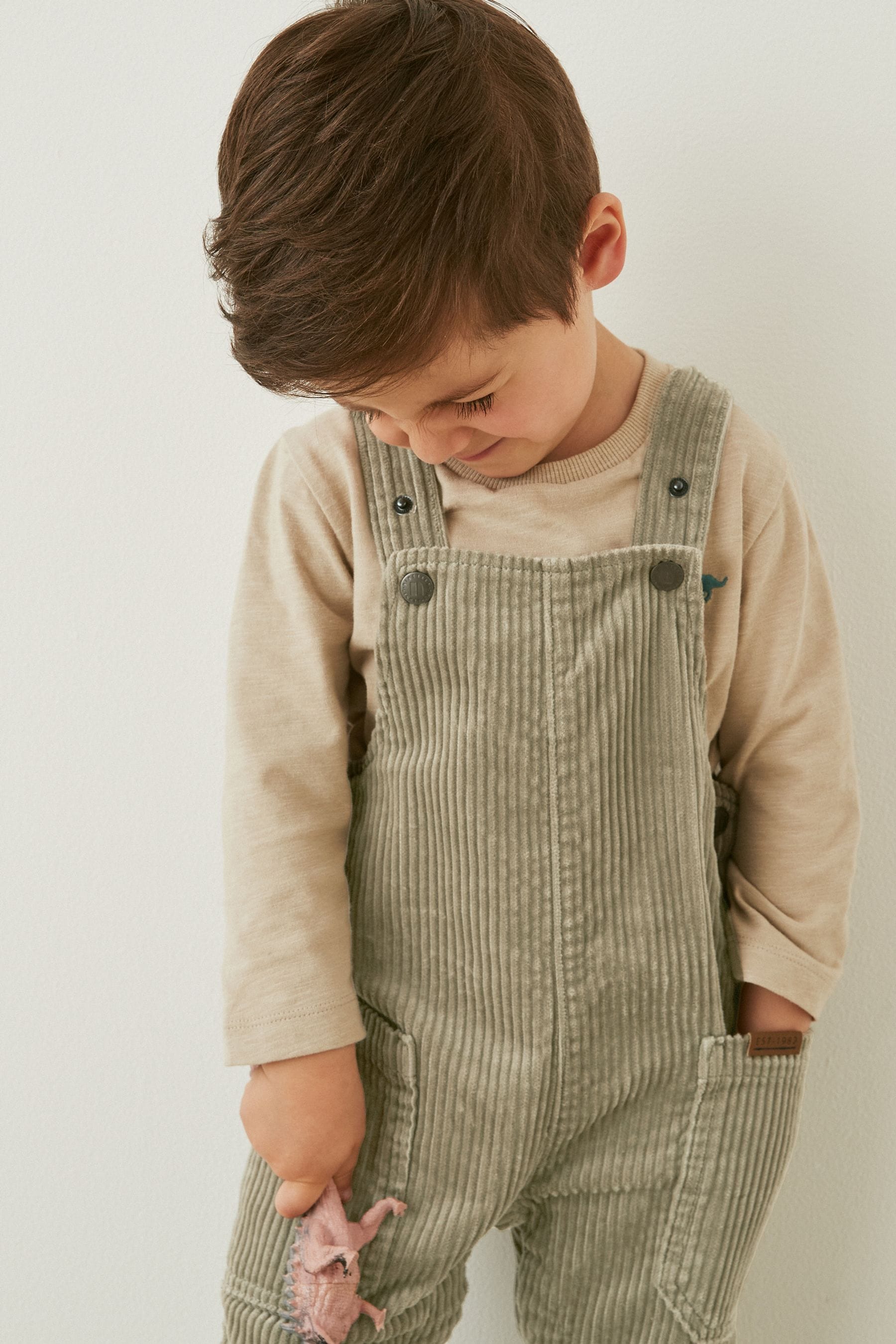 Khaki Green Corduroy Dungarees (3mths-7yrs)