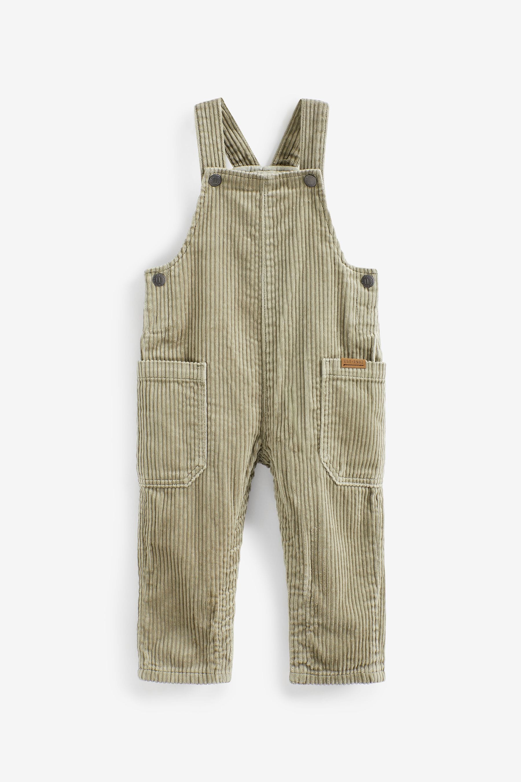 Khaki Green Corduroy Dungarees (3mths-7yrs)