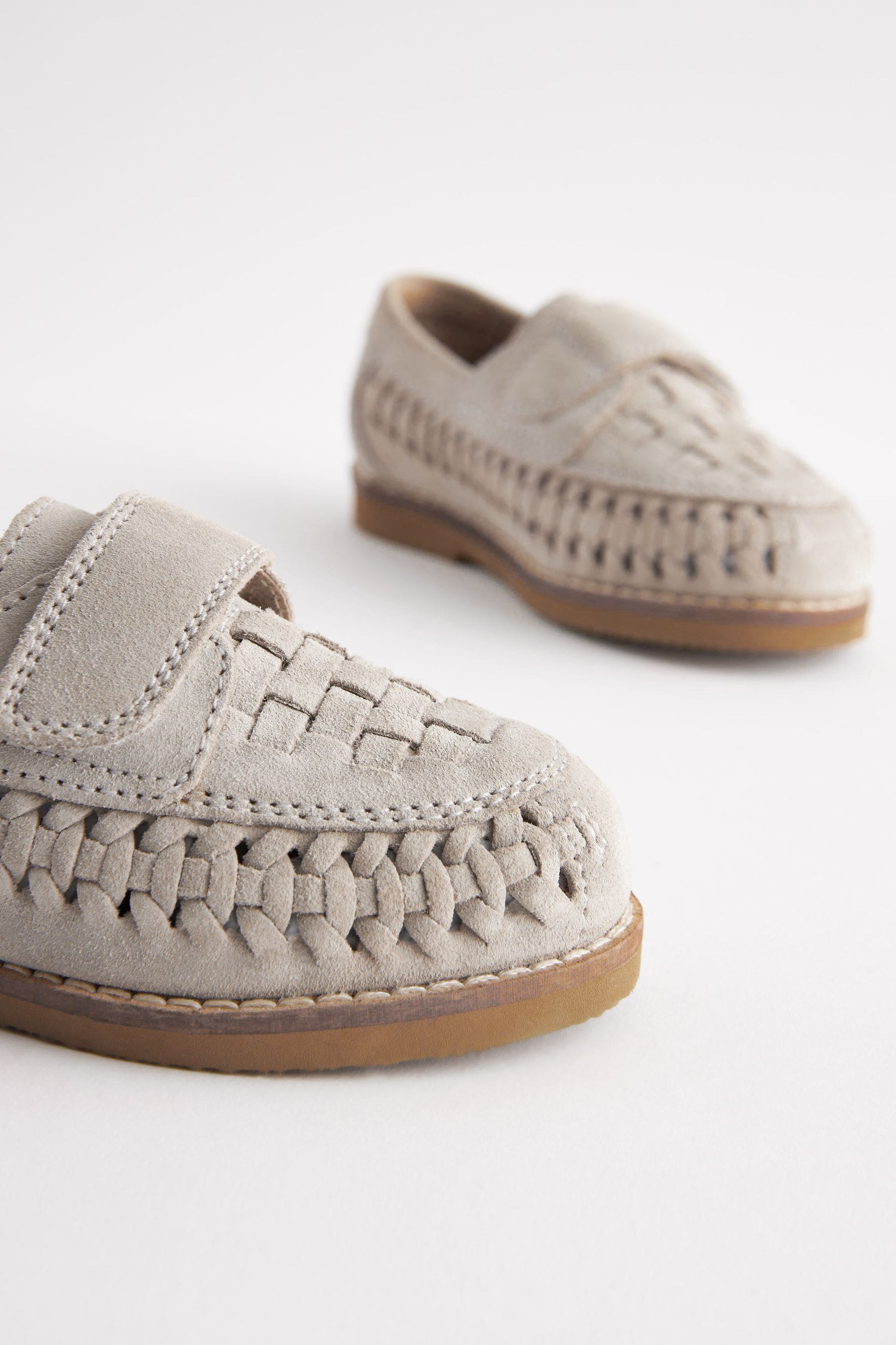 Stone Leather Woven Loafers