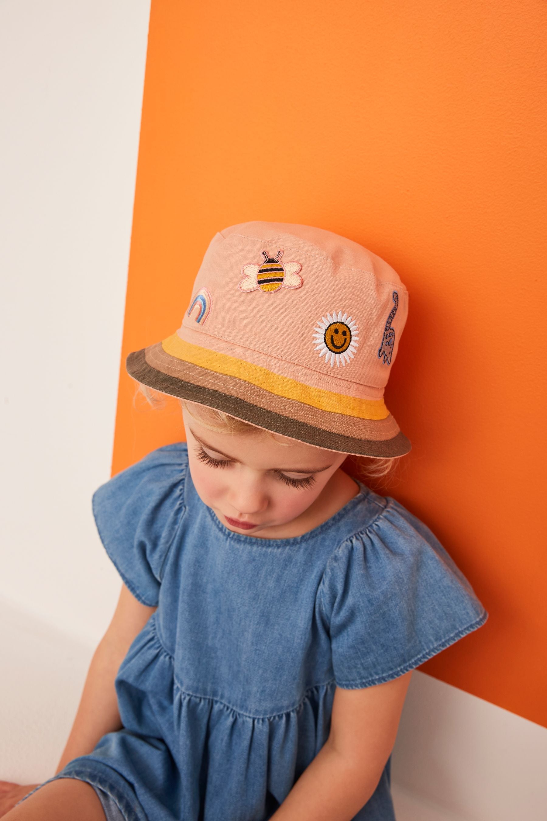 Neutral Character Embroidered Bucket Hat (3mths-13yrs)