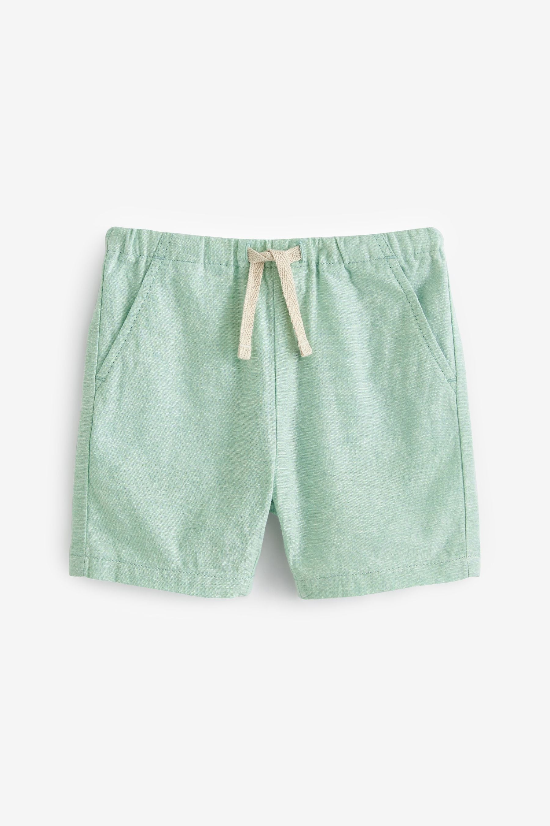 Green Linen Blend Shorts (3mths-7yrs)