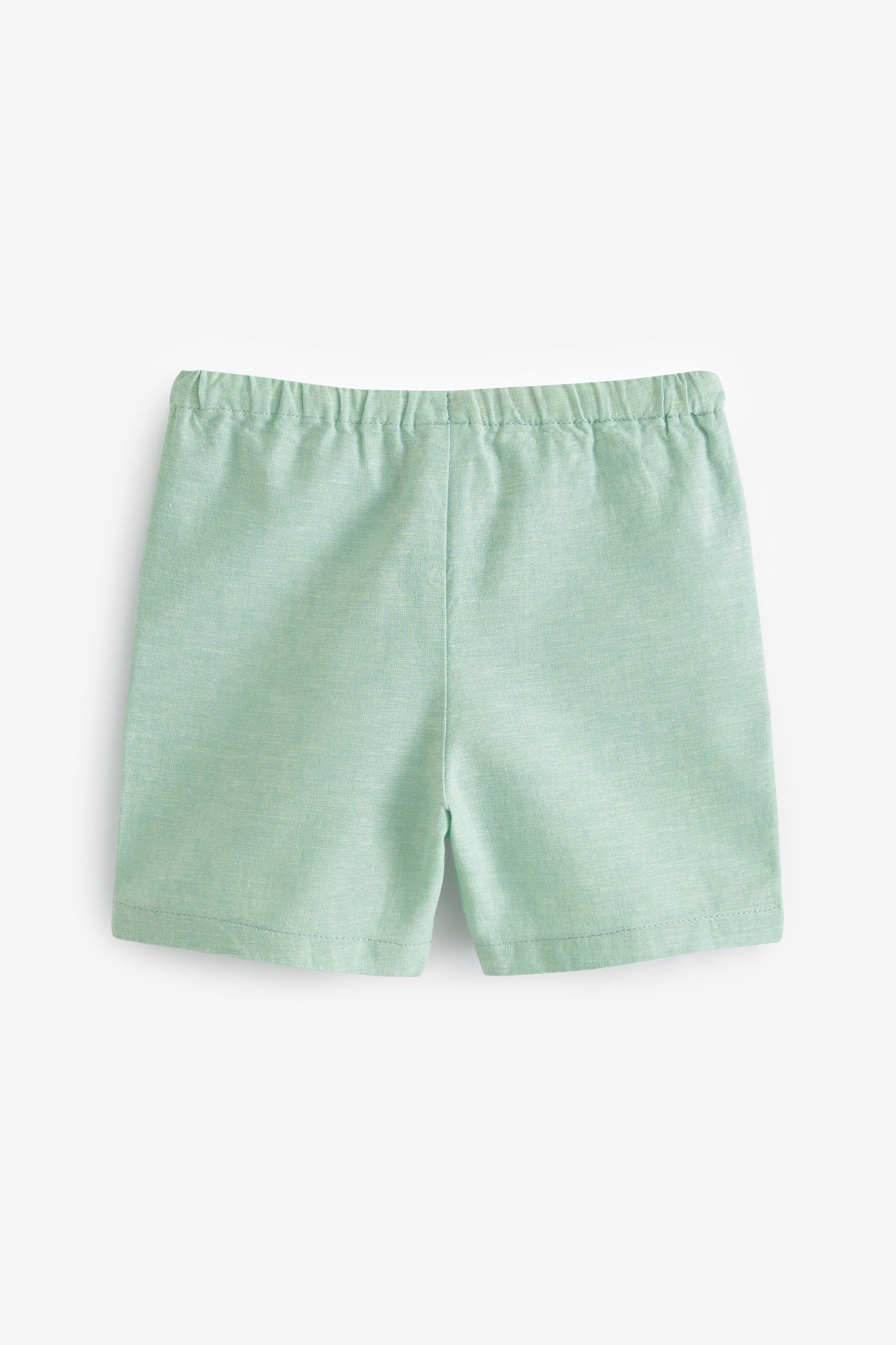 Green Linen Blend Shorts (3mths-7yrs)