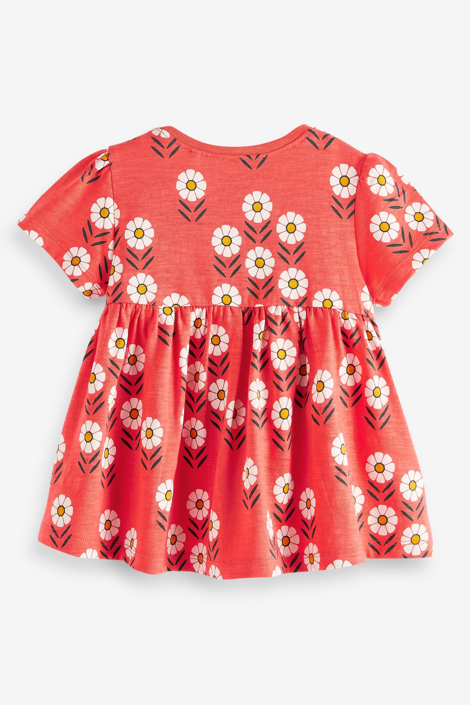 Red Geo Floral Cotton T-Shirt (3mths-7yrs)