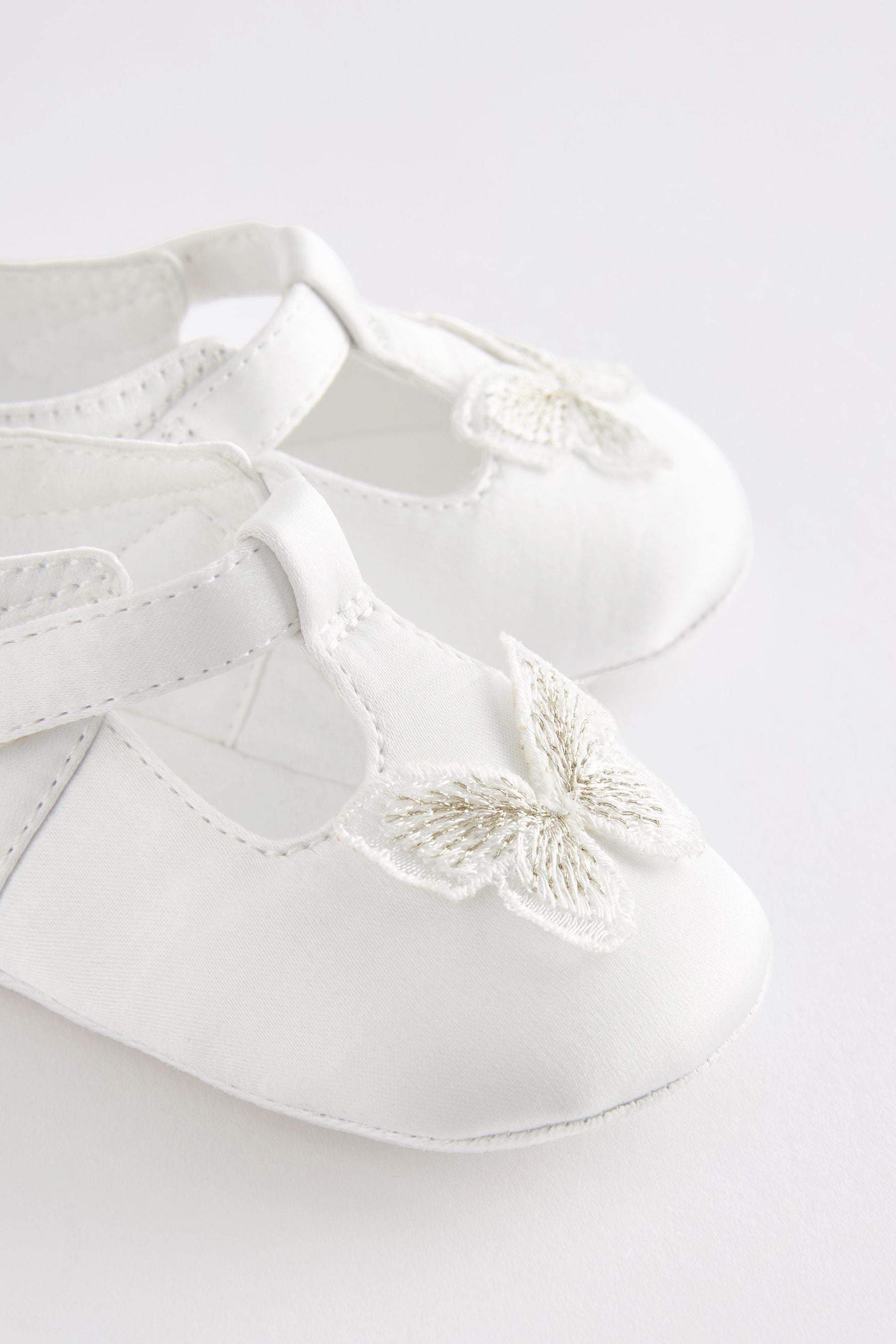 White Butterfly T-Bar Baby Shoes (0-18mths)