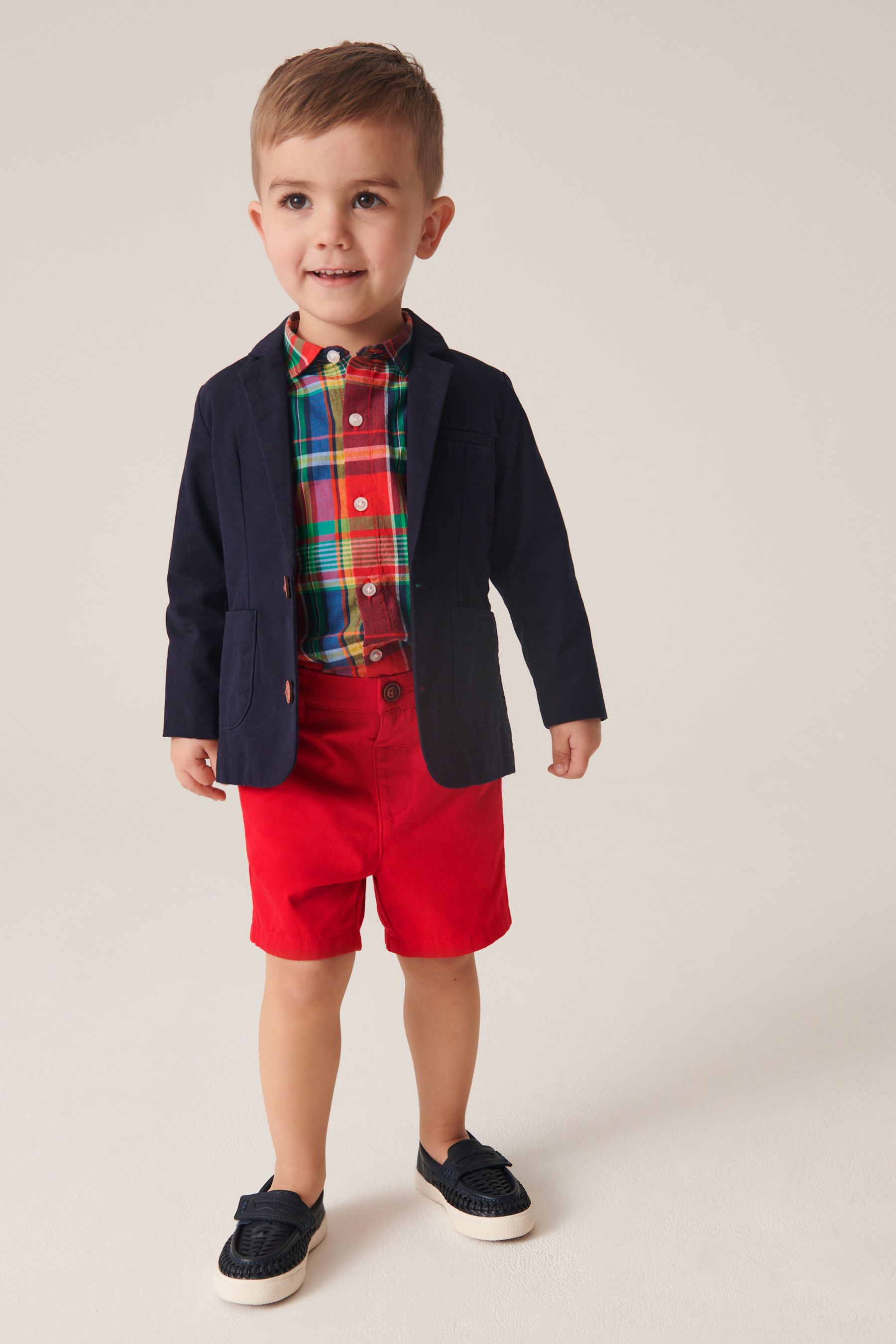 Navy Blazer Set with Check Shirt (3mths-9yrs)