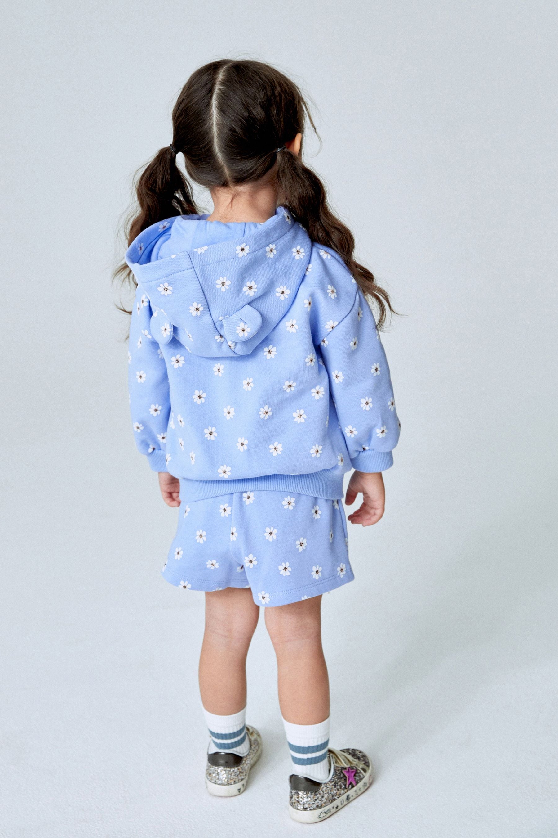 Blue Floral Zip Through Hoodie (3mths-7yrs)