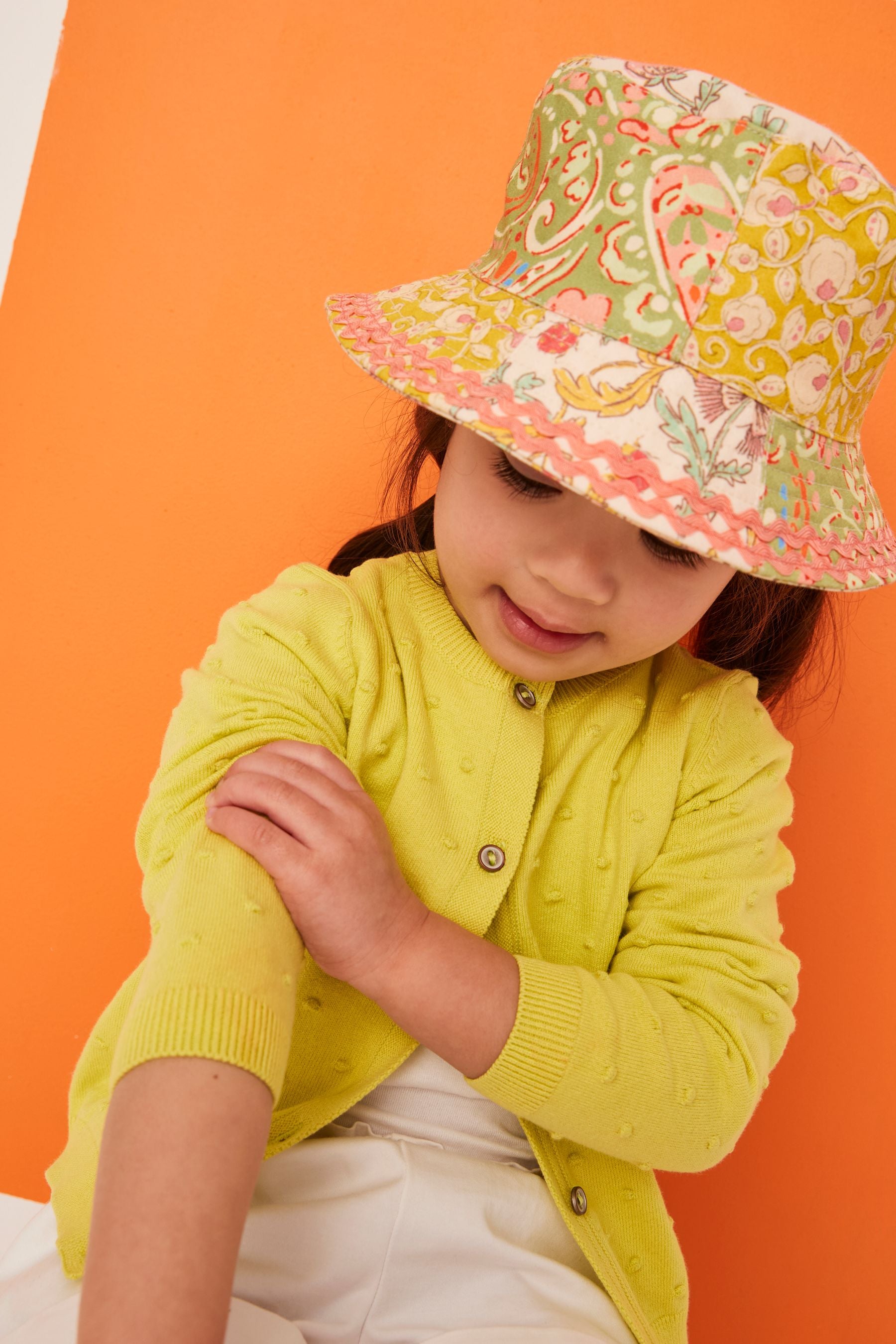 Pink/Green Patchwork Bucket Hat (3mths-10yrs)