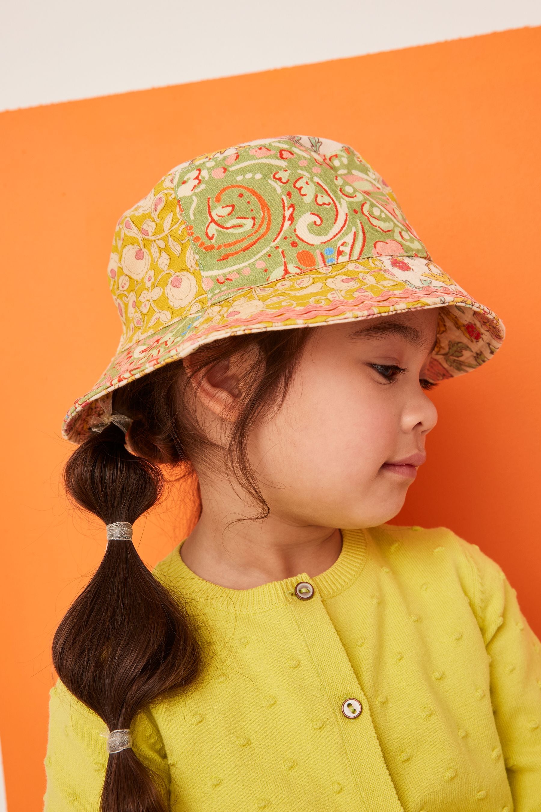 Pink/Green Patchwork Bucket Hat (3mths-10yrs)