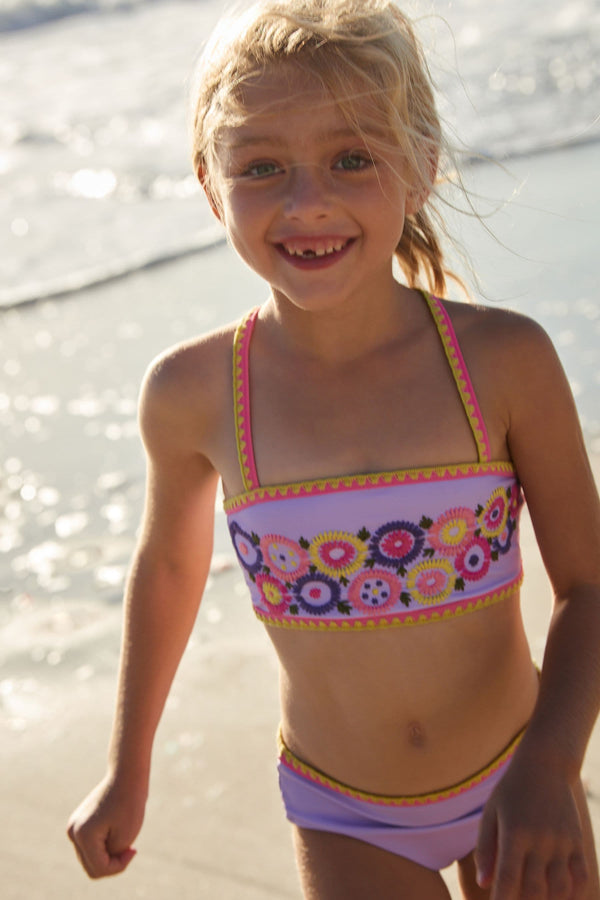 Lilac Purple Embroidered Bikini (3-16yrs)