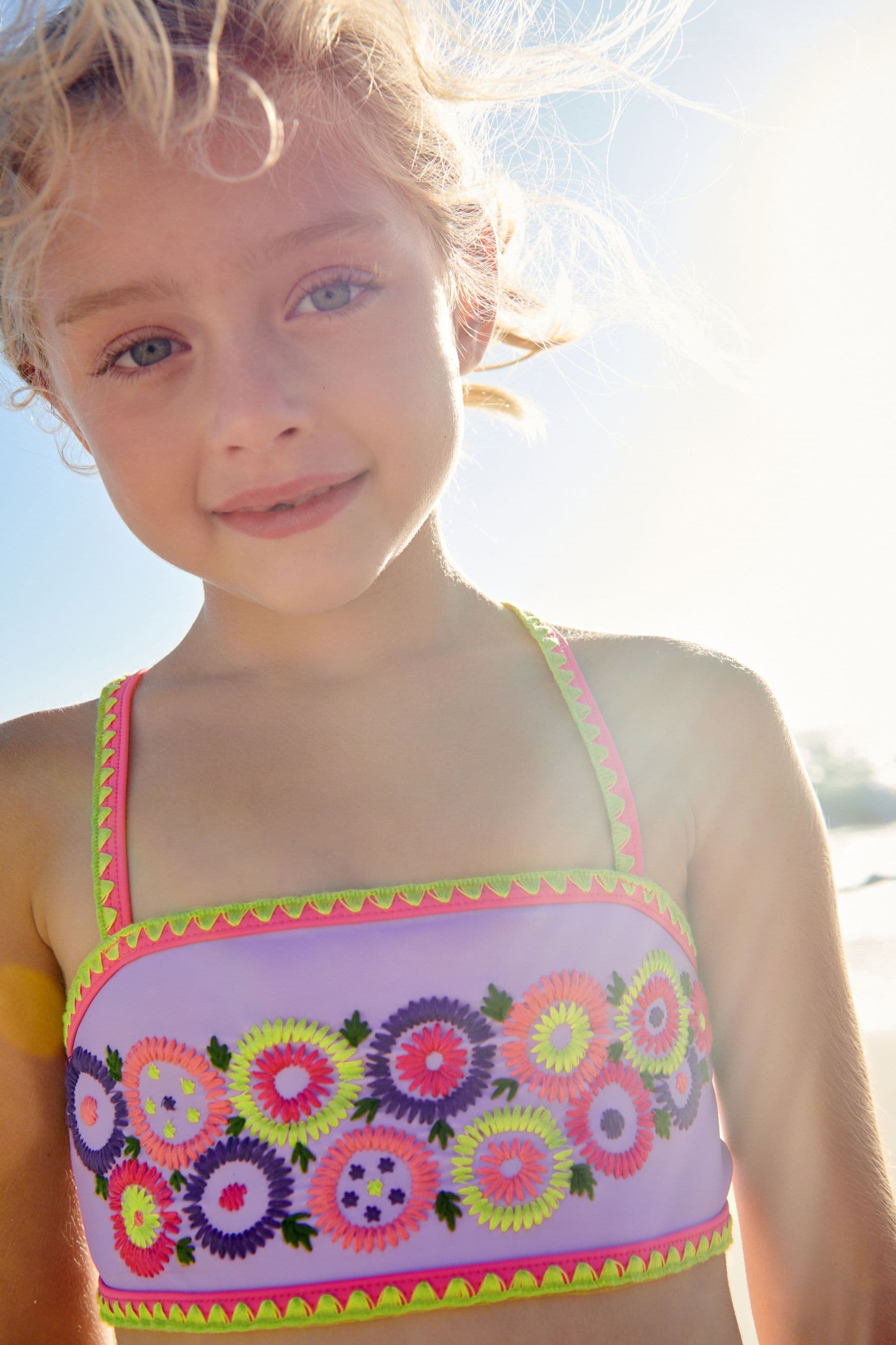 Lilac Purple Embroidered Bikini (3-16yrs)