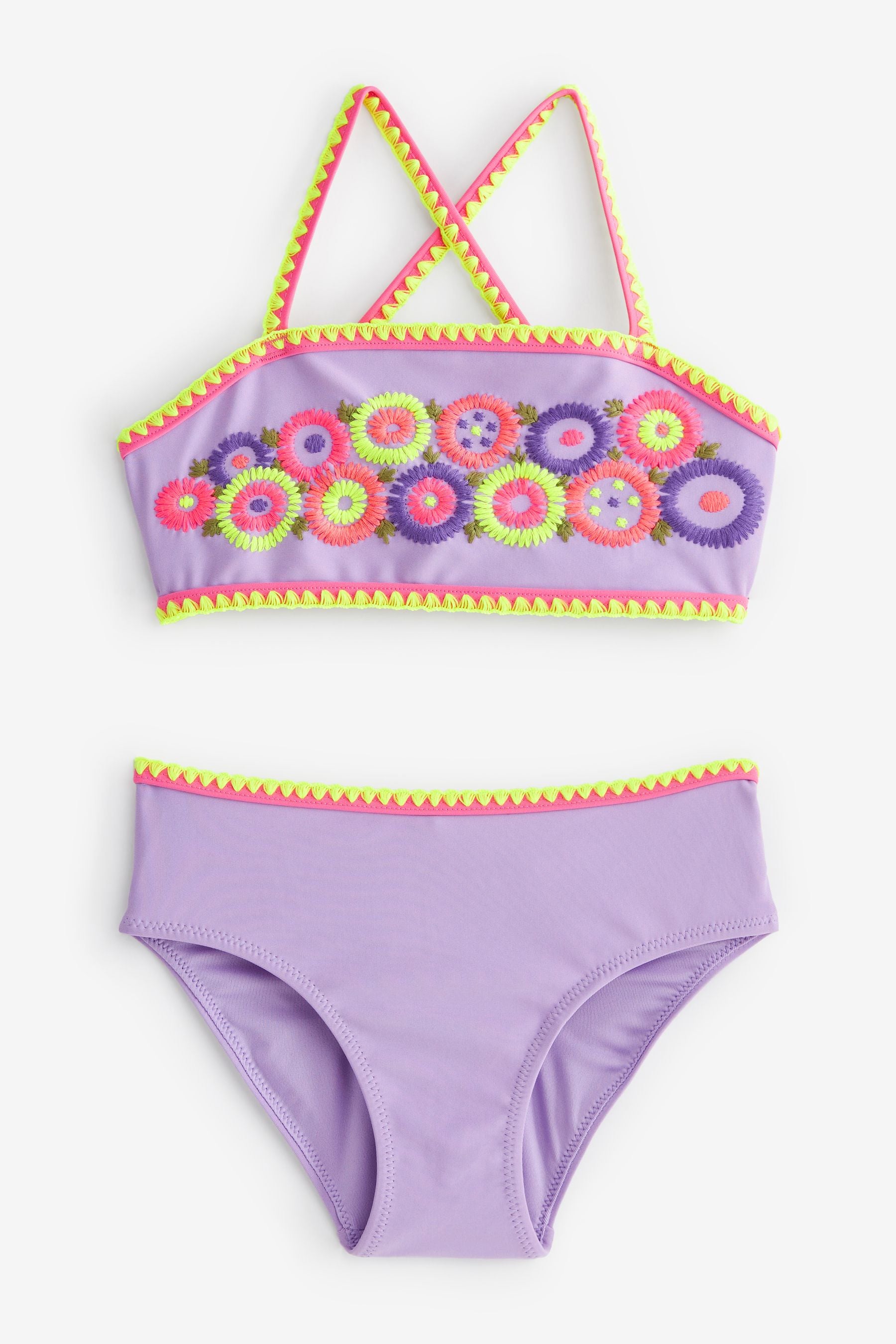 Lilac Purple Embroidered Bikini (3-16yrs)