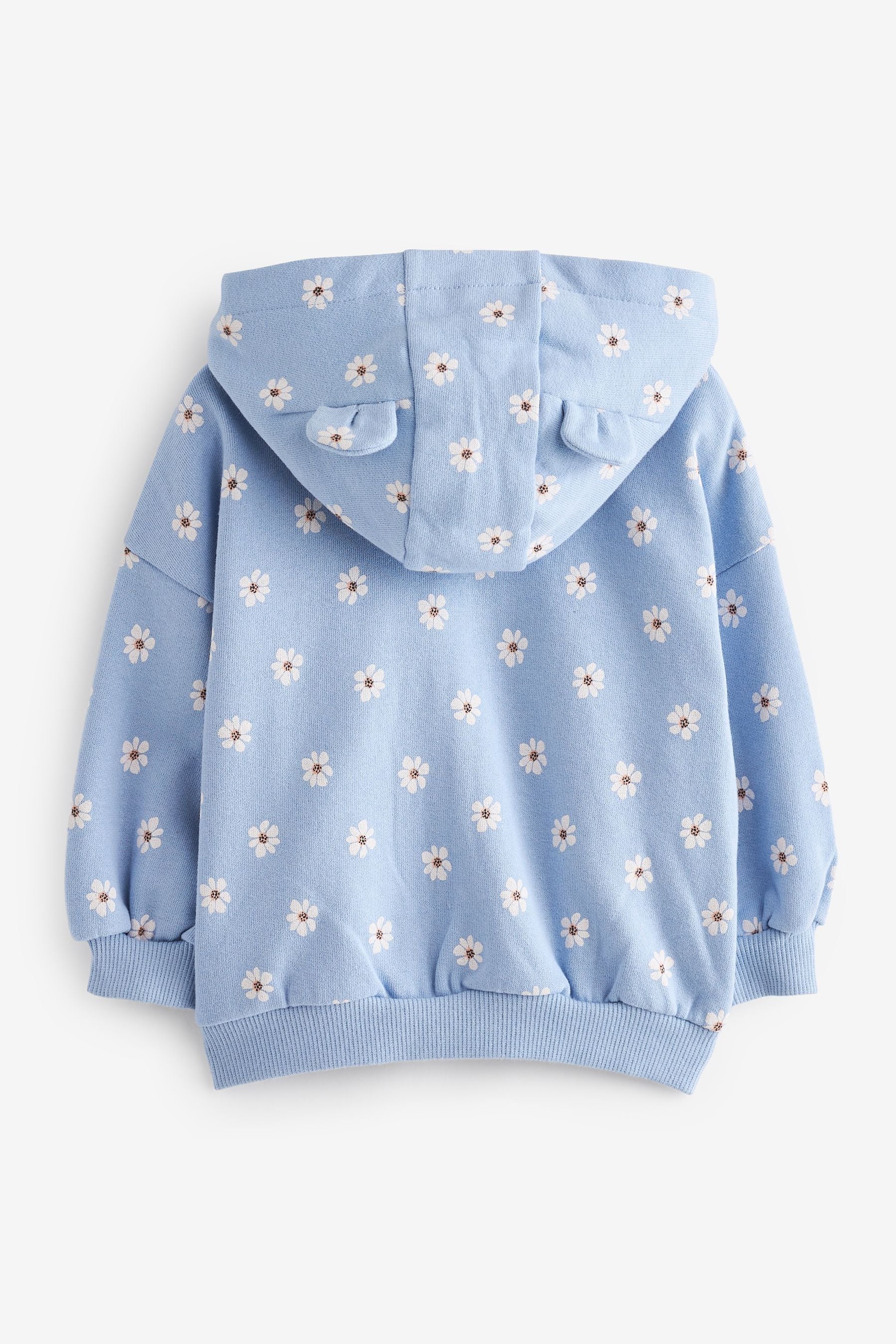 Blue Floral Zip Through Hoodie (3mths-7yrs)