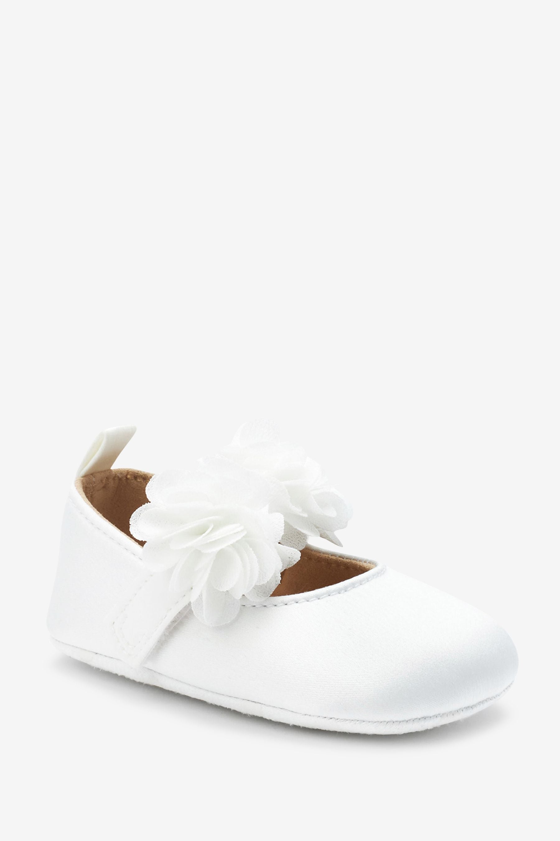 White Satin Bridesmaid Collection Corsage Occasion Baby Shoes (0-18mths)