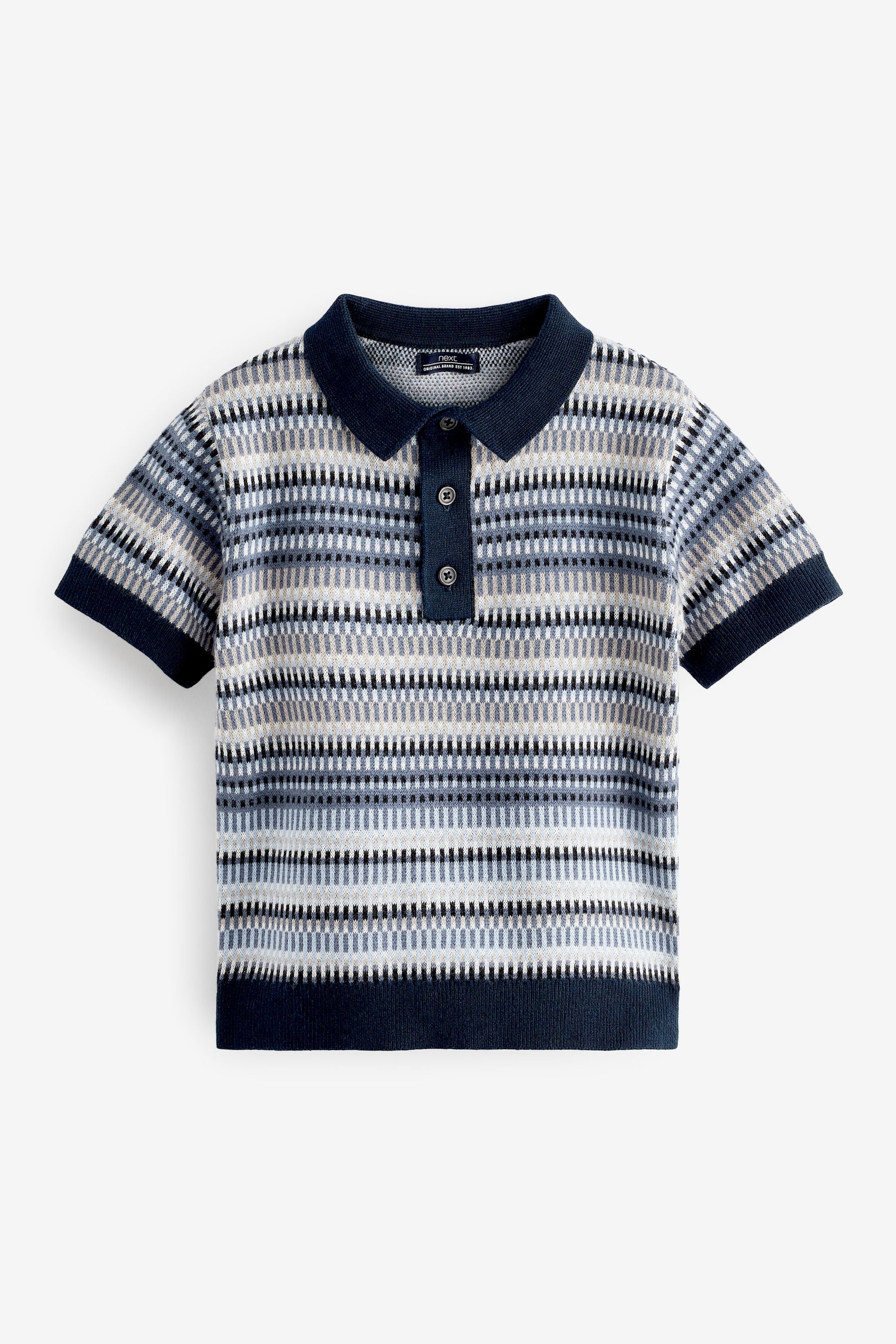 Blue Stripe Short Sleeve Patterned Polo (3mths-7yrs)