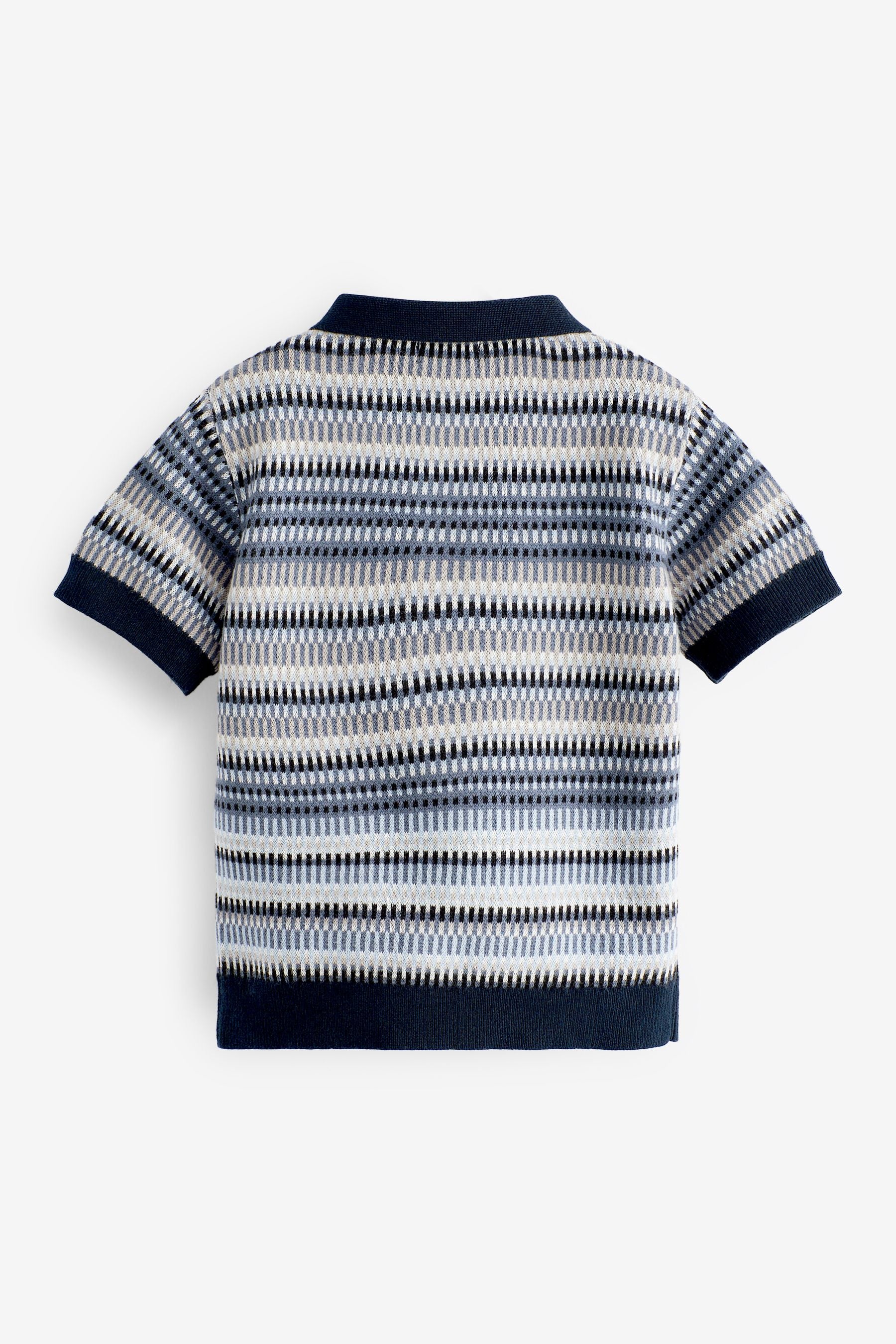 Blue Stripe Short Sleeve Patterned Polo (3mths-7yrs)