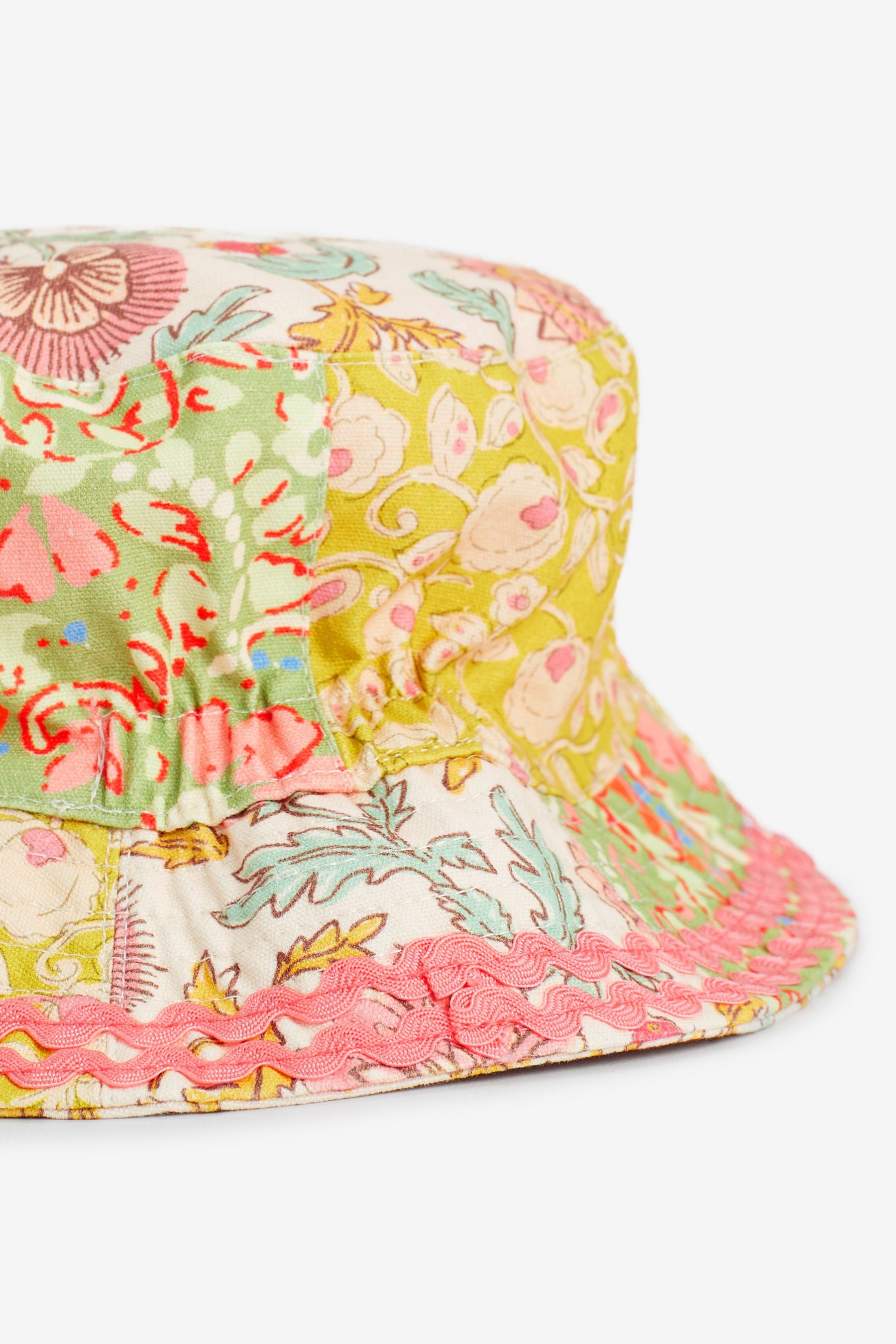 Pink/Green Patchwork Bucket Hat (3mths-10yrs)