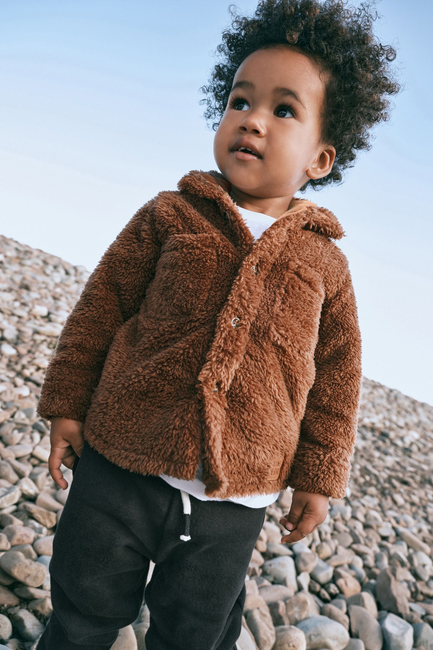 Chocolate Brown Borg Hooded Shacket (3mths-7yrs)