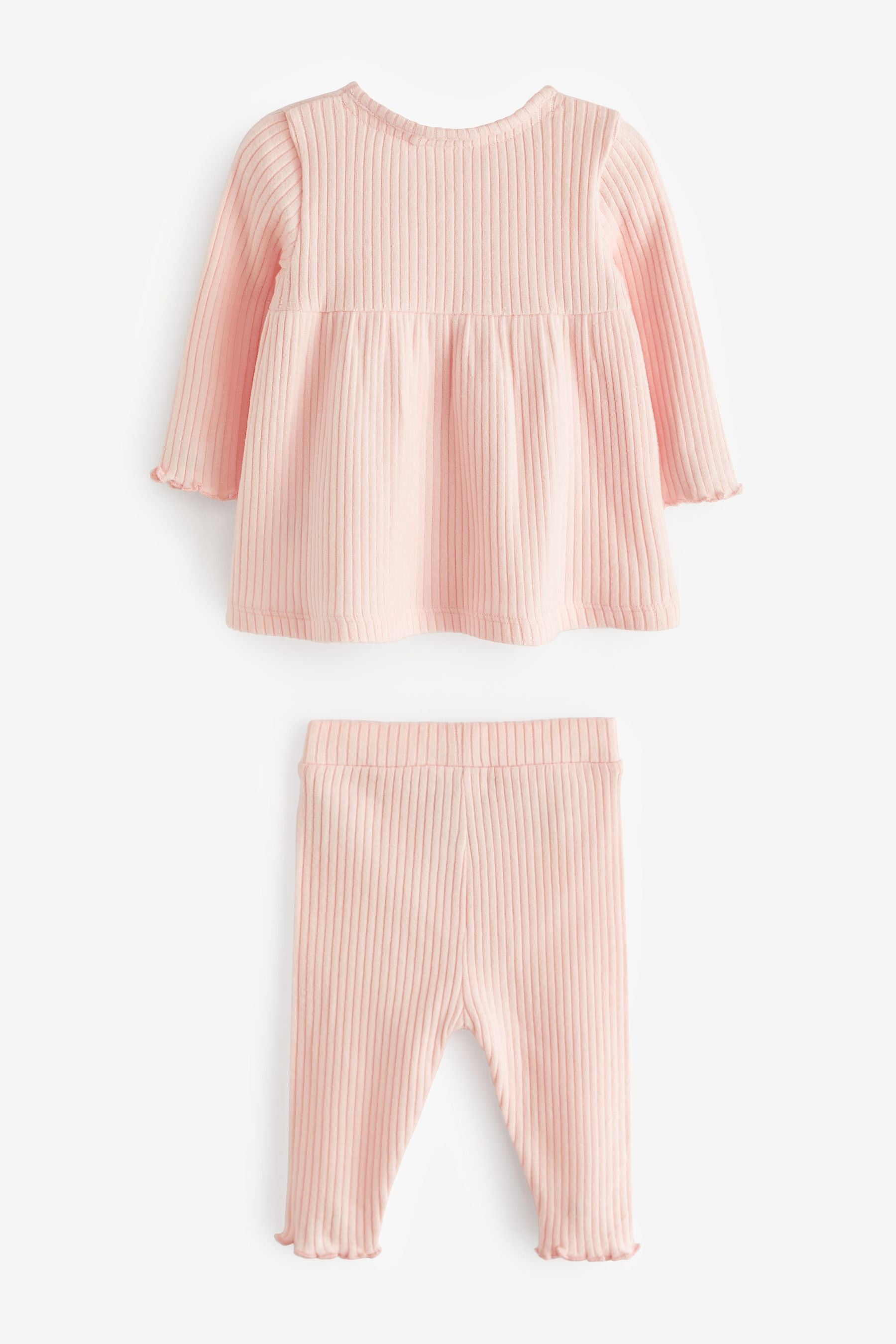 Pale Pink Two Piece Baby Wrap Top And Trouser Set