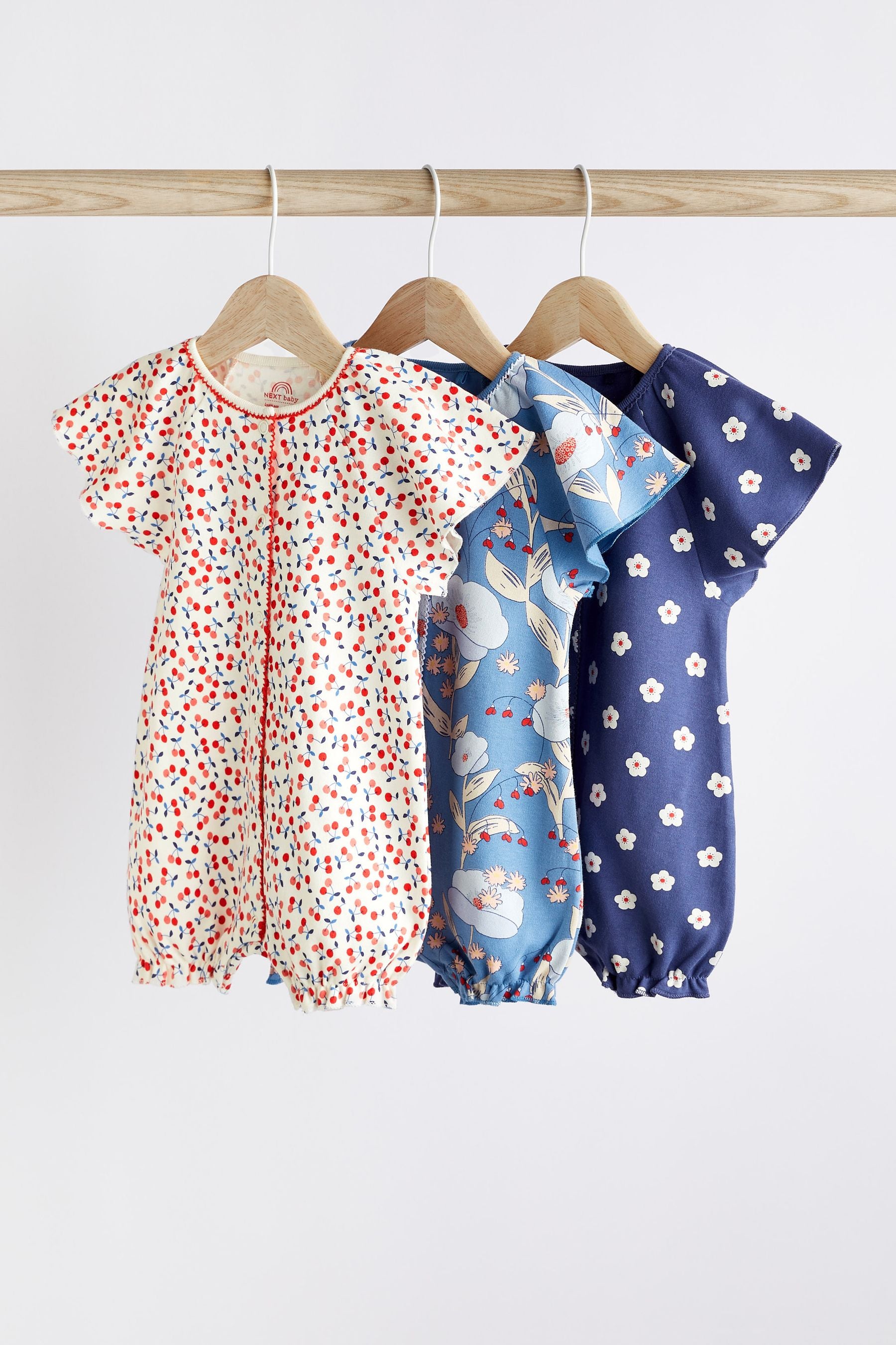 Red/Navy Blue/White Baby Rompers 3 Pack