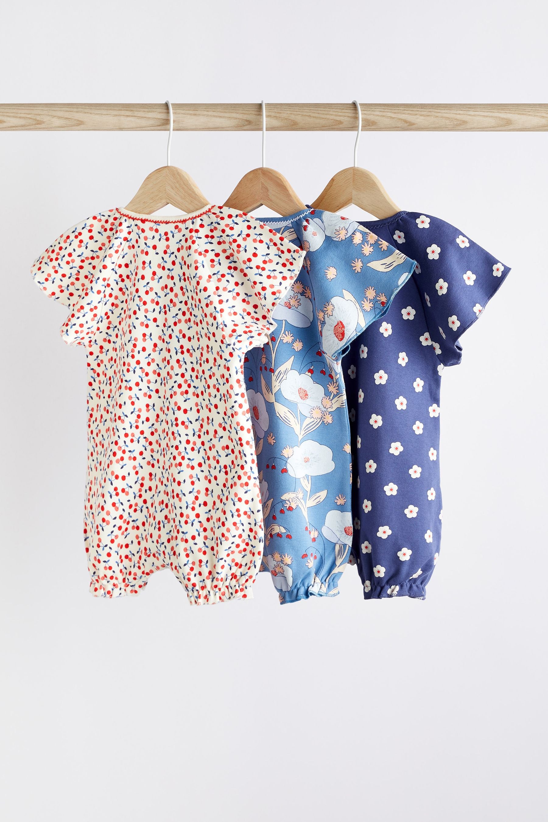 Red/Navy Blue/White Baby Rompers 3 Pack