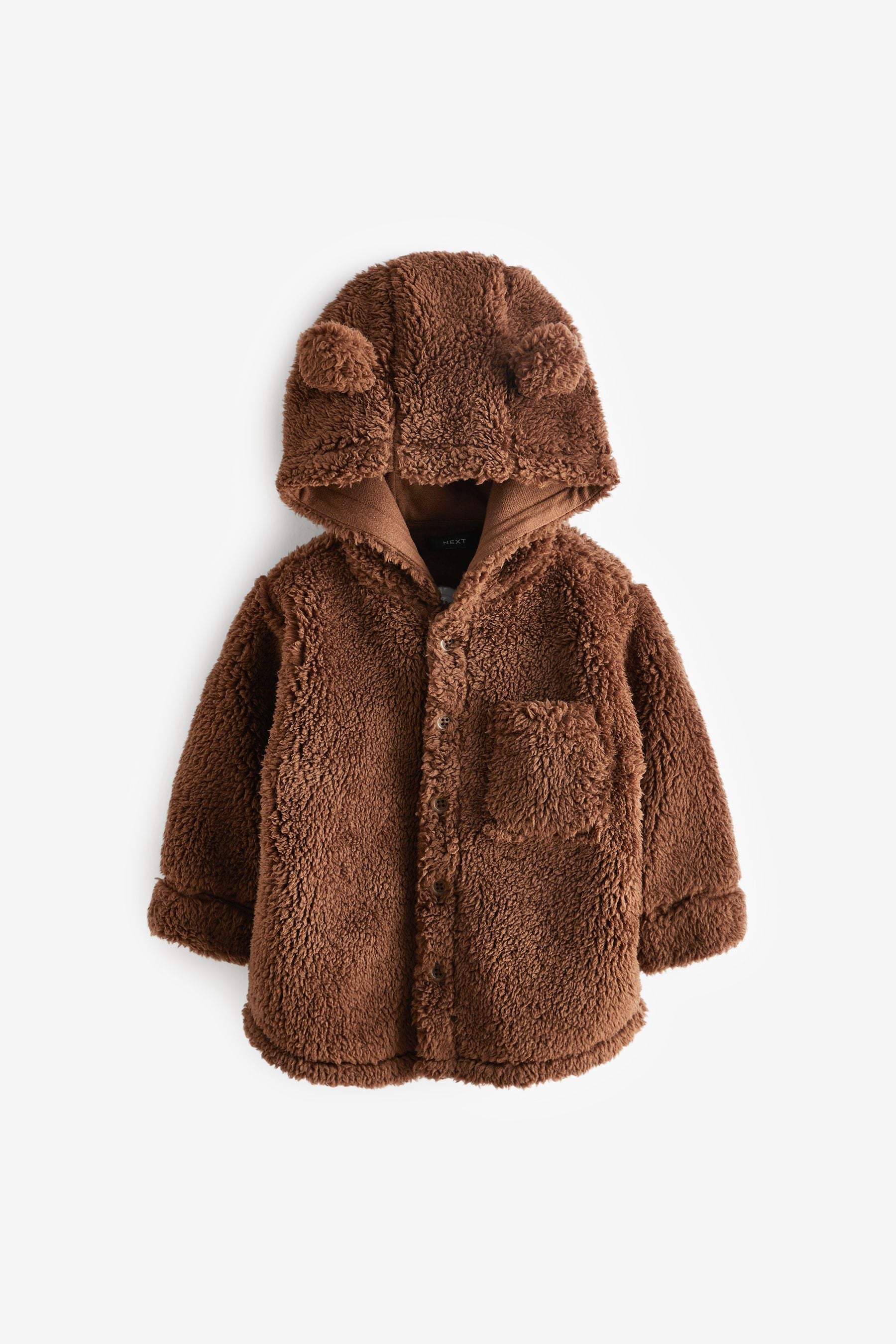 Chocolate Brown Borg Hooded Shacket (3mths-7yrs)