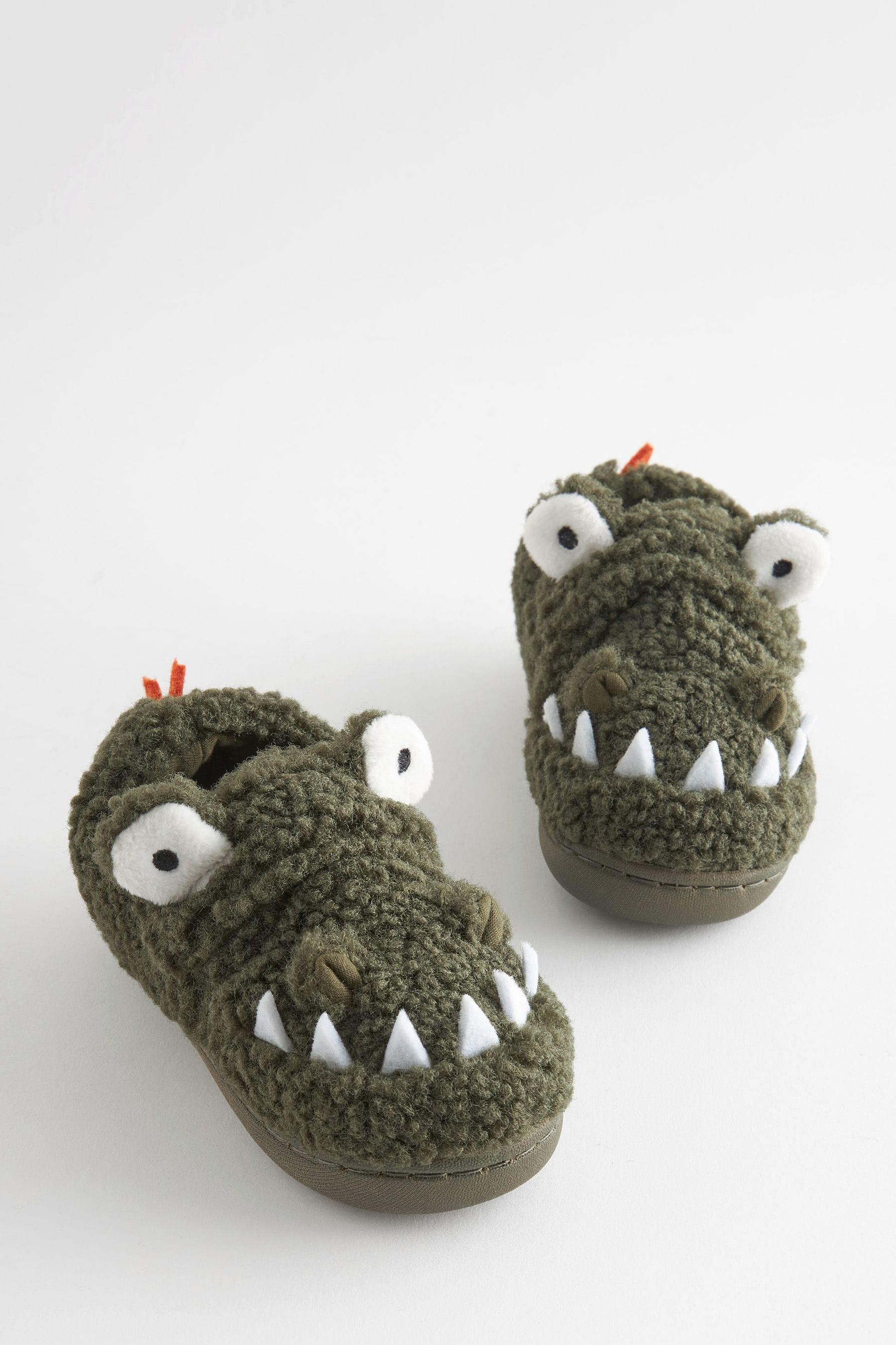 Green Warm Lined 3D Animal Cupsole Slippers