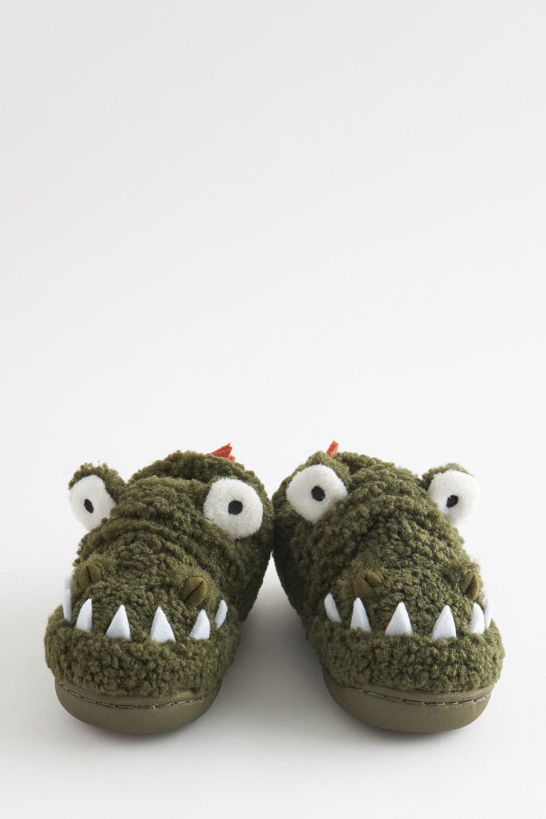 Green Warm Lined 3D Animal Cupsole Slippers