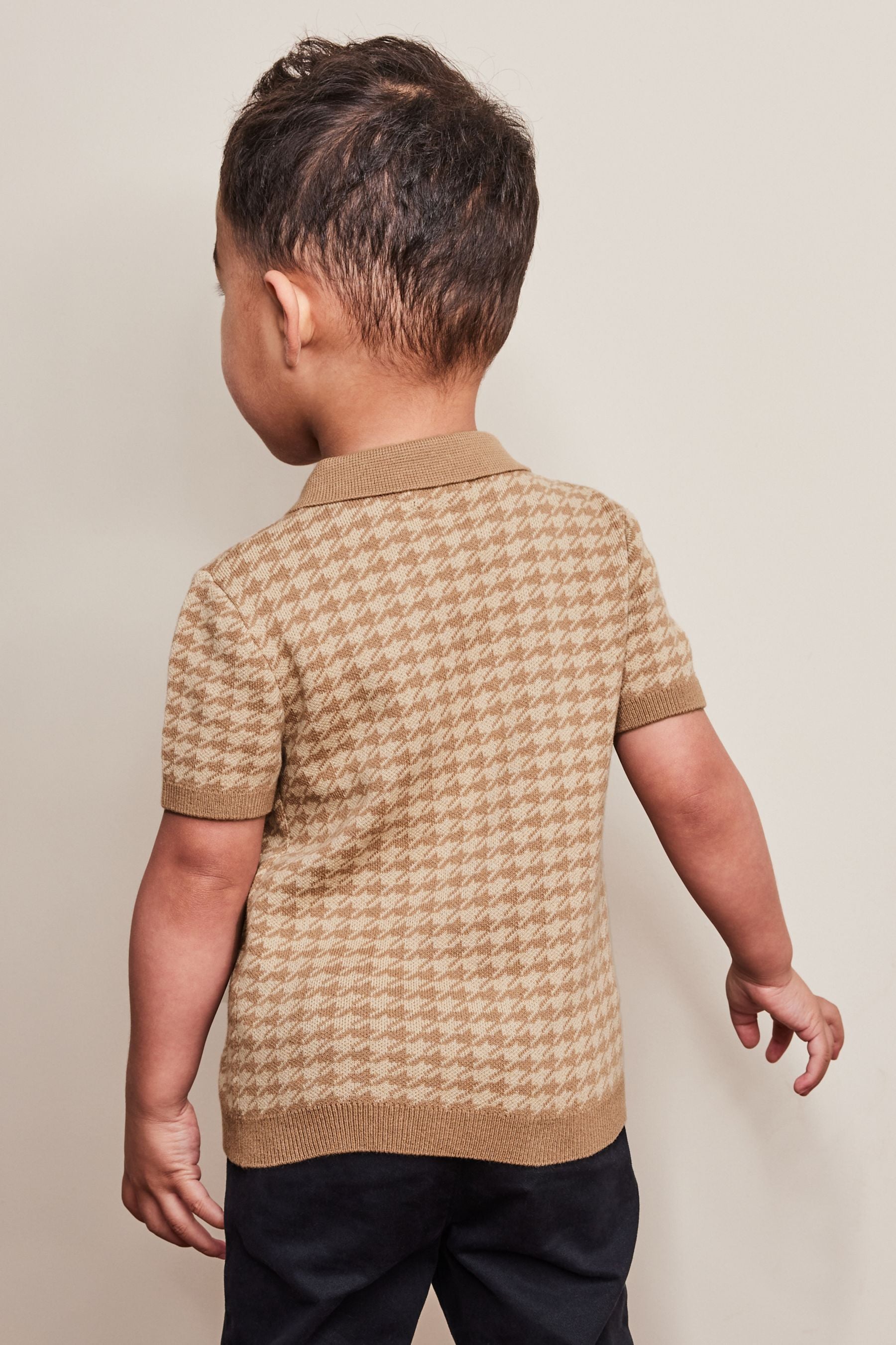 Brown Short Sleeve Patterned Polo (3mths-7yrs)