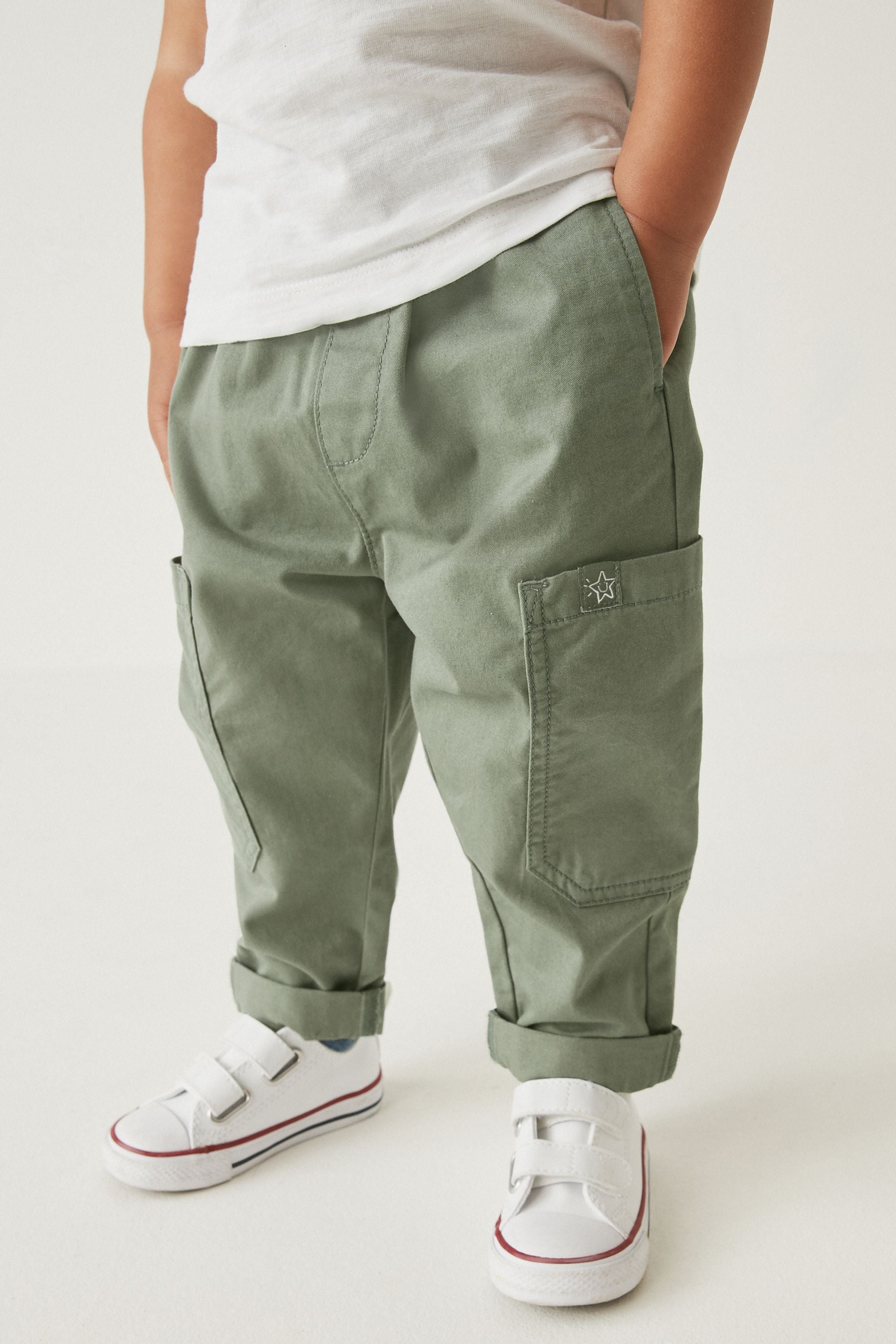 Sage Green Side Pocket Pull-On Trousers (3mths-7yrs)