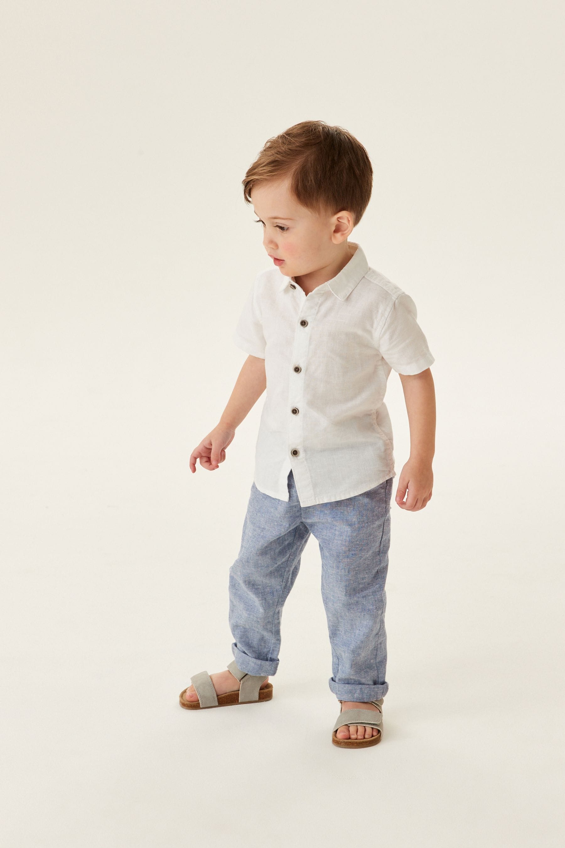 Blue Linen Blend Pull-On Trousers (3mths-7yrs)