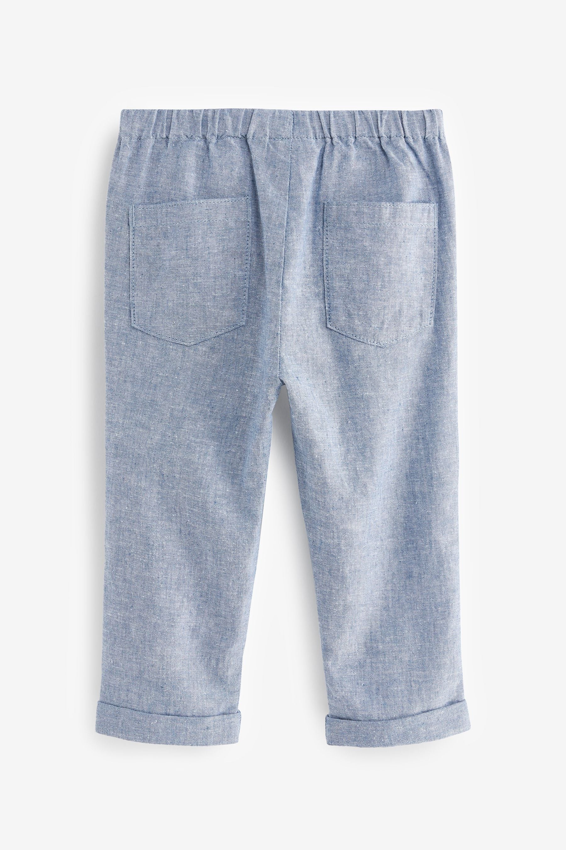 Blue Linen Blend Pull-On Trousers (3mths-7yrs)